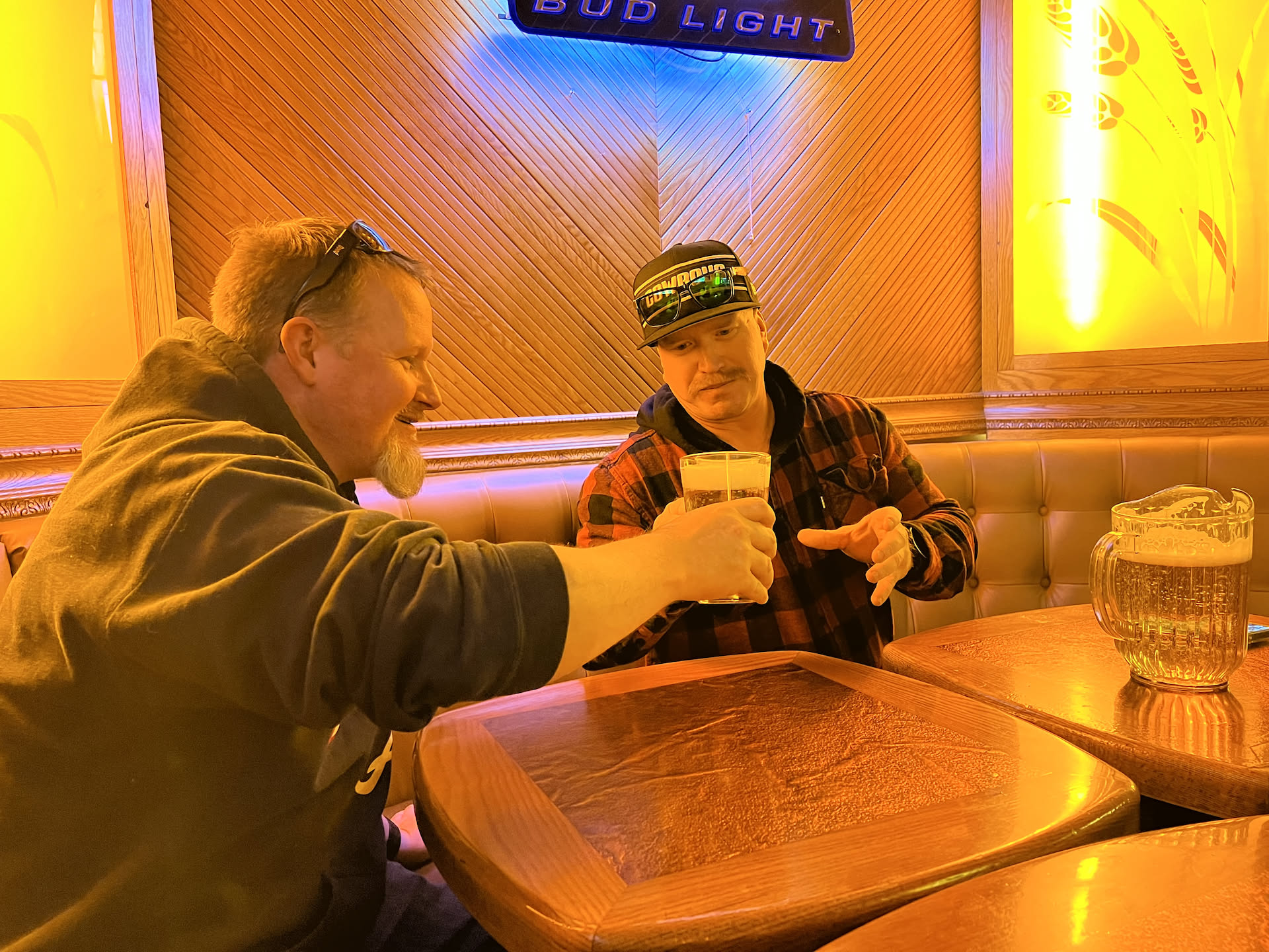 Adam and Nick cheersing his birthday.