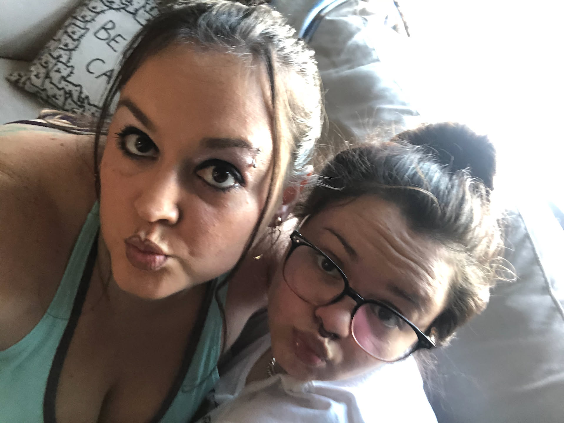 Played with some makeup. She wanted to see how I wore it as a kid. Lol