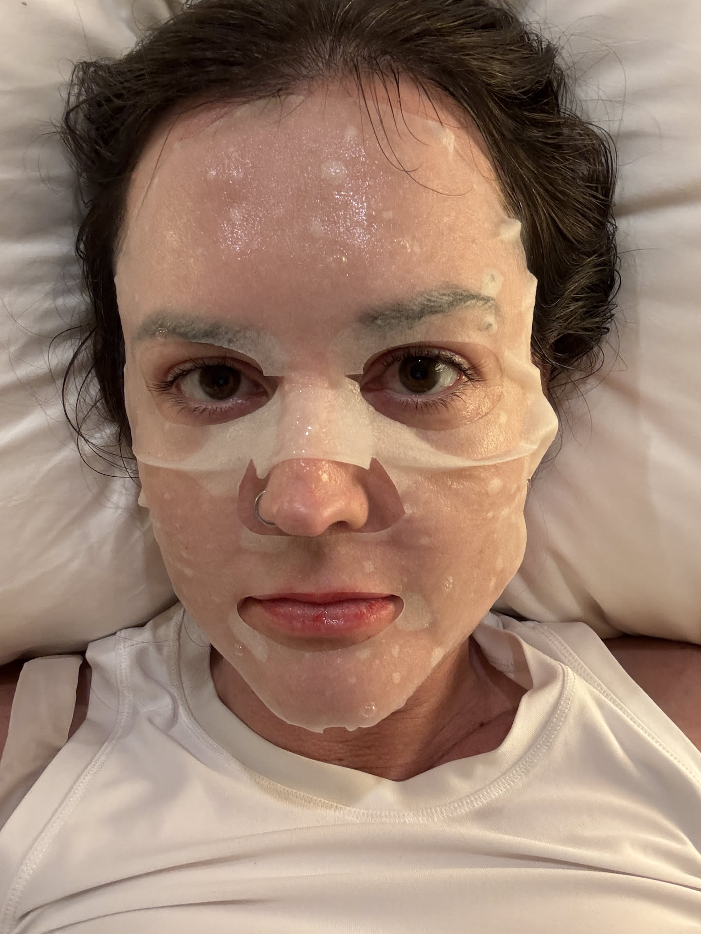 Hydrating face mask trying its hardest to make up for the lack of water I’ve been having.