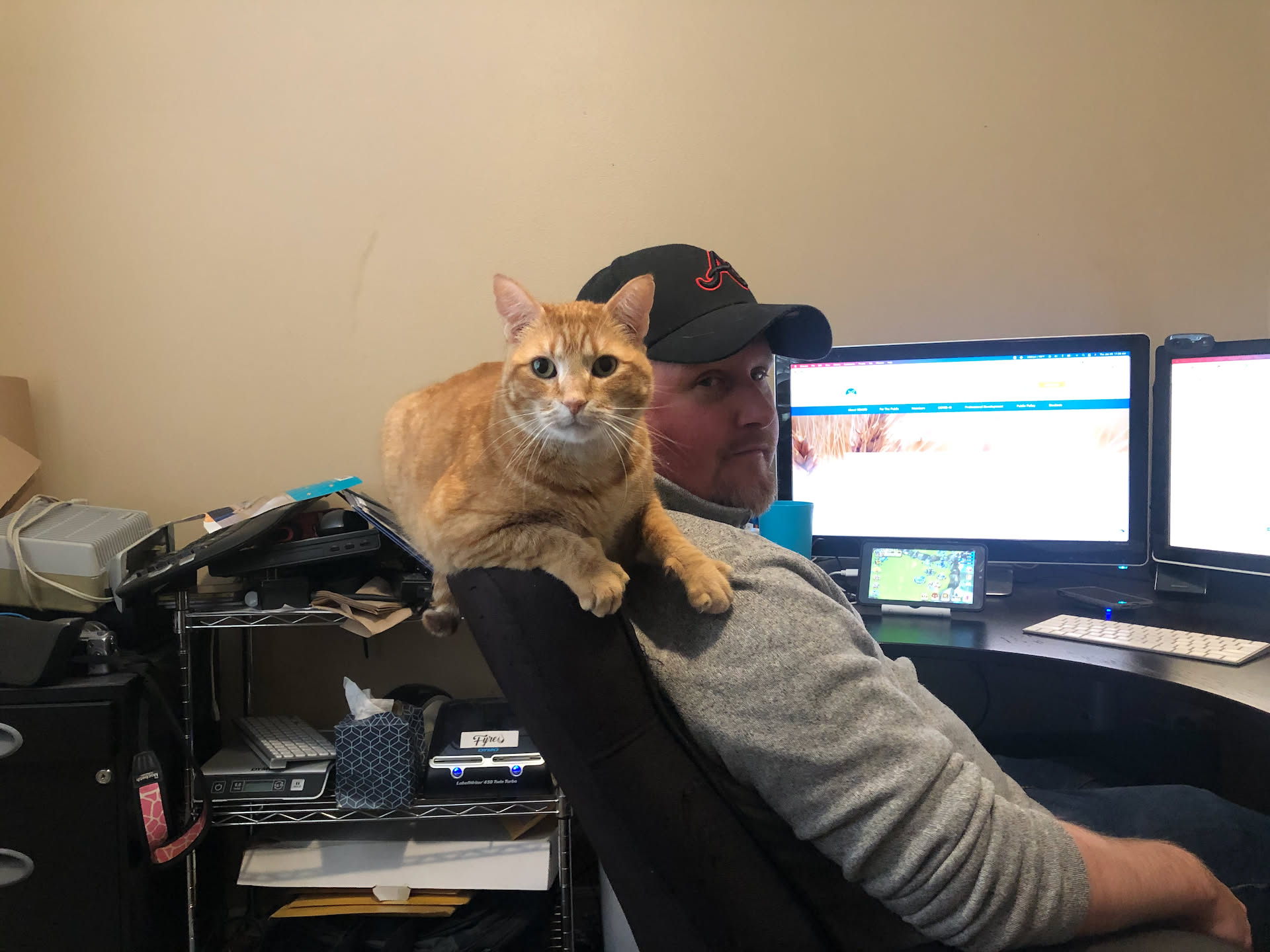 Tater likes to hang out with us while we work