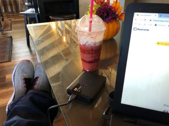 Took a trip to a popular coffee shop to work. This place was high energy. The girls were singing and dancing while working… Loved this place.