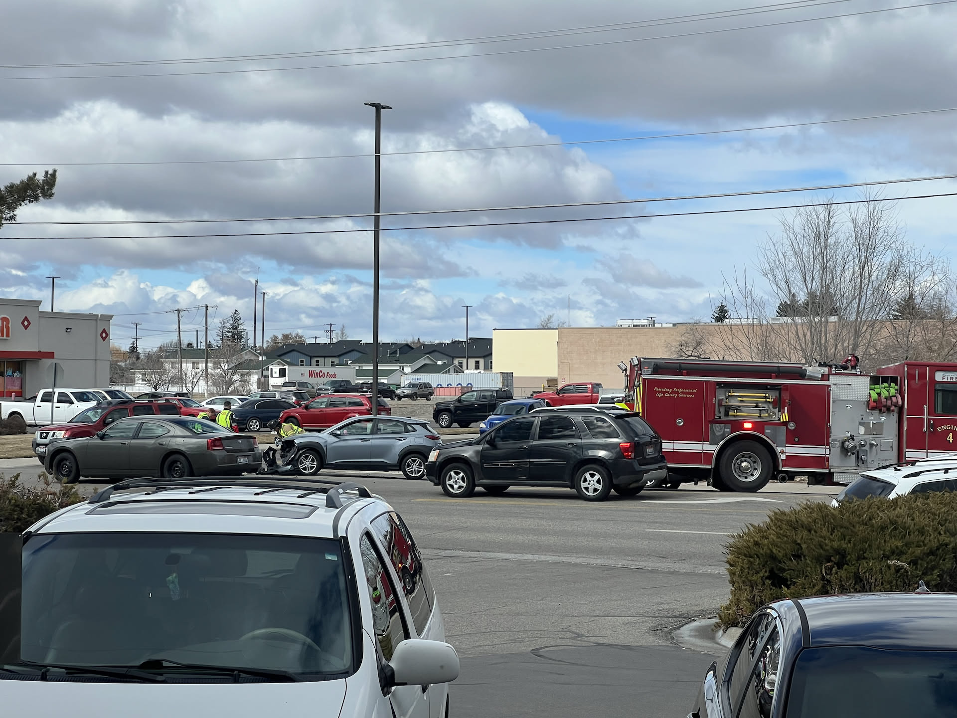 This afternoon, we had a little bit of excitement with a wreck right in front of the store.