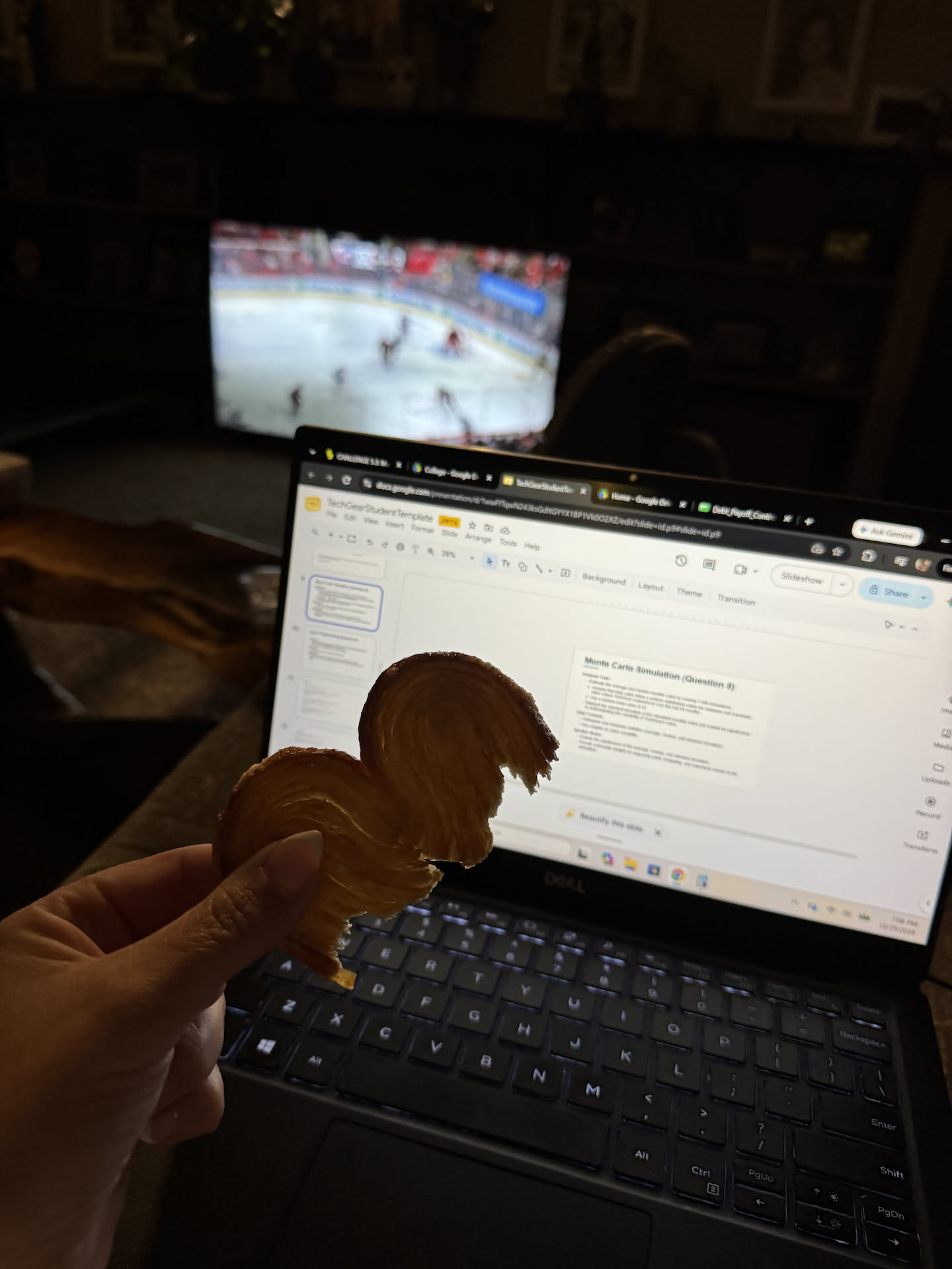Homework, hockey, and a cookie.