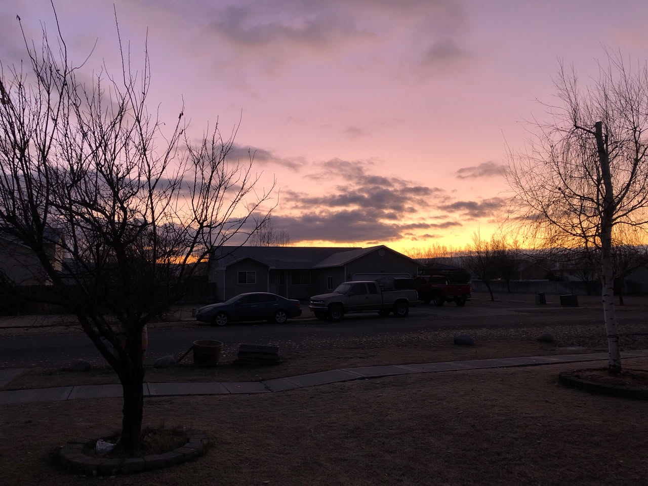 Sunset out our front door.