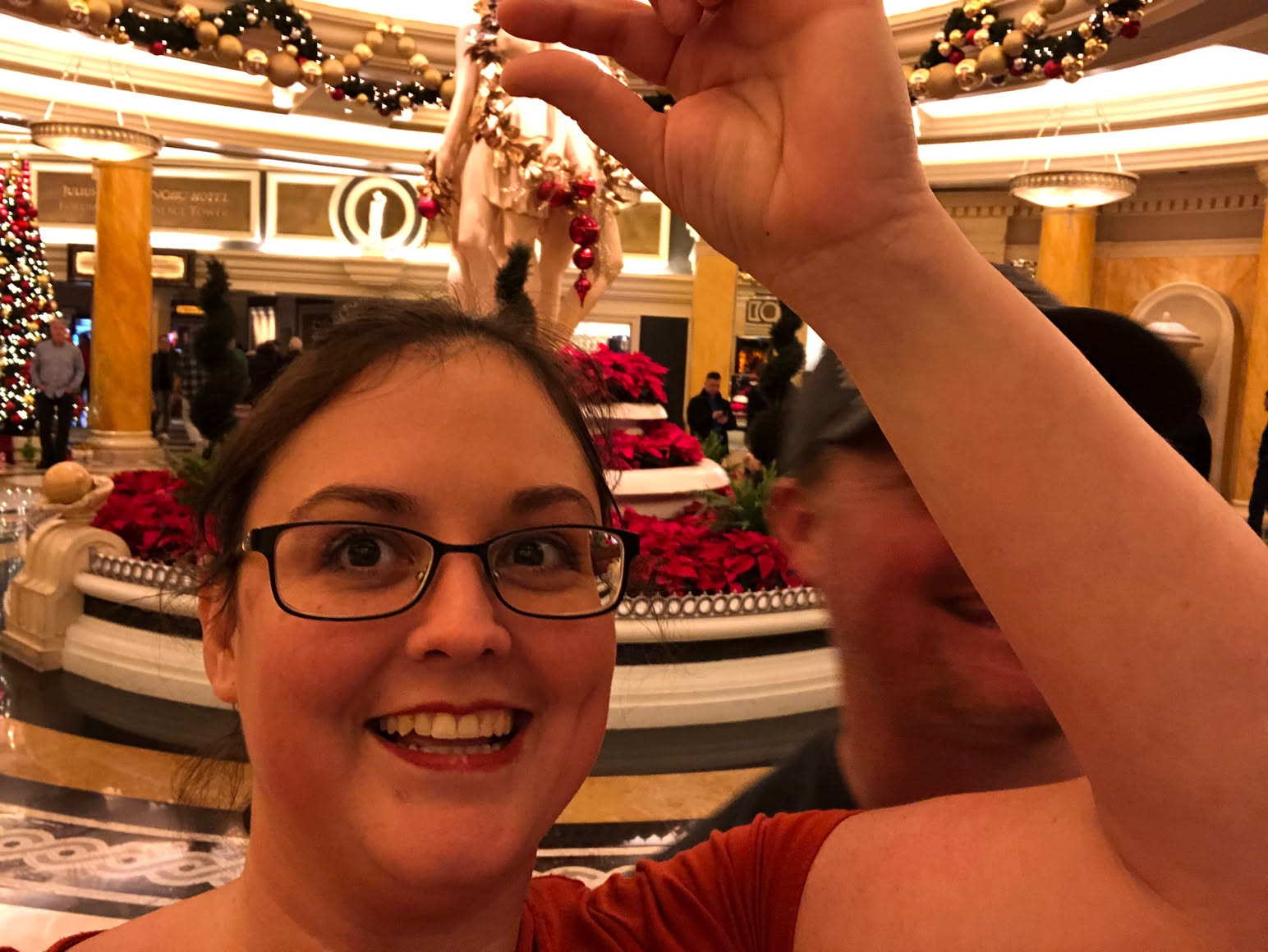 Deanna wanted a pic squeezing the tit of a statue.