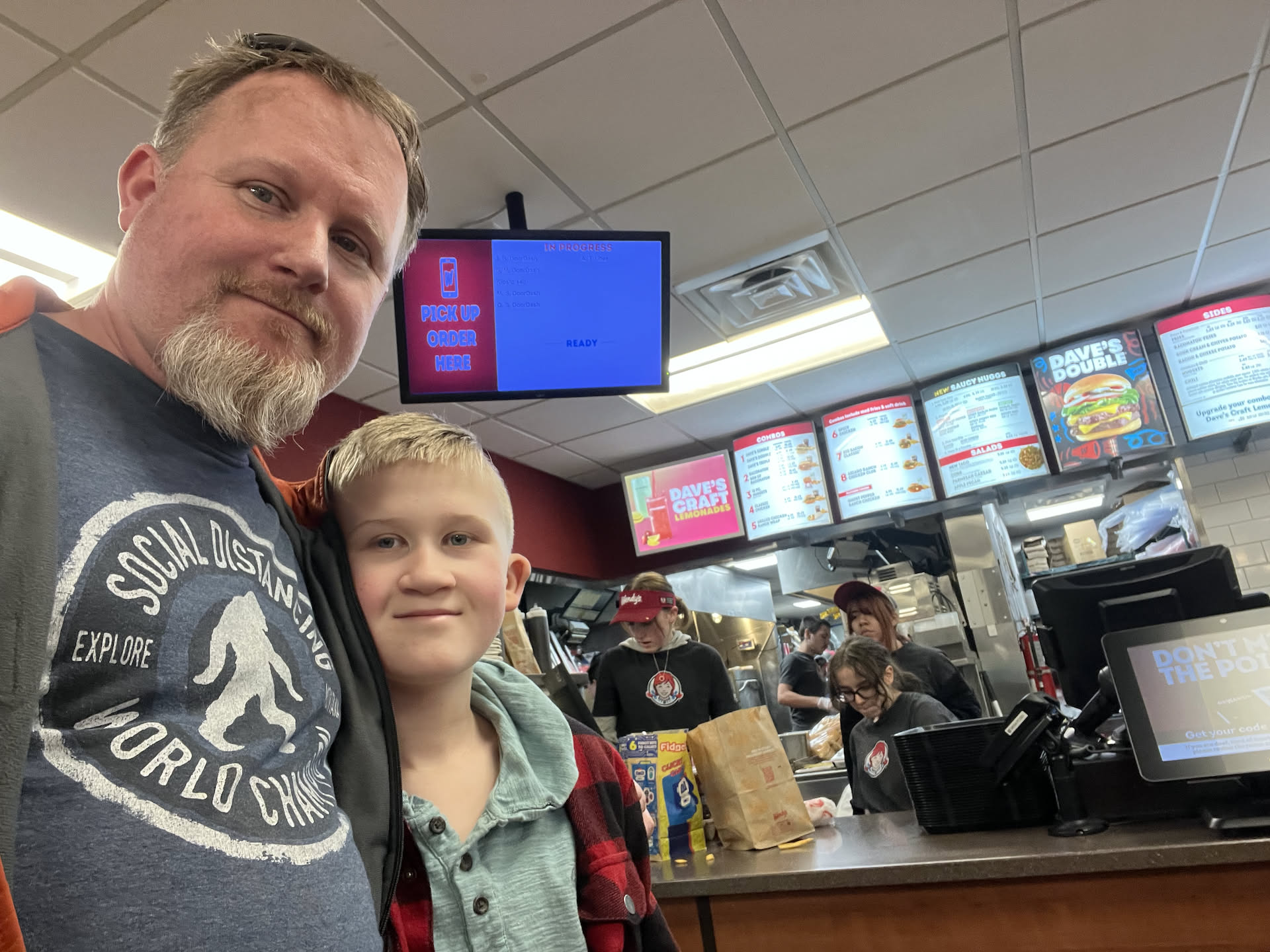 Putting the van project aside, Nick went to pick up Ethen from play practice, and then headed to Wendy’s to pick up some dinner.