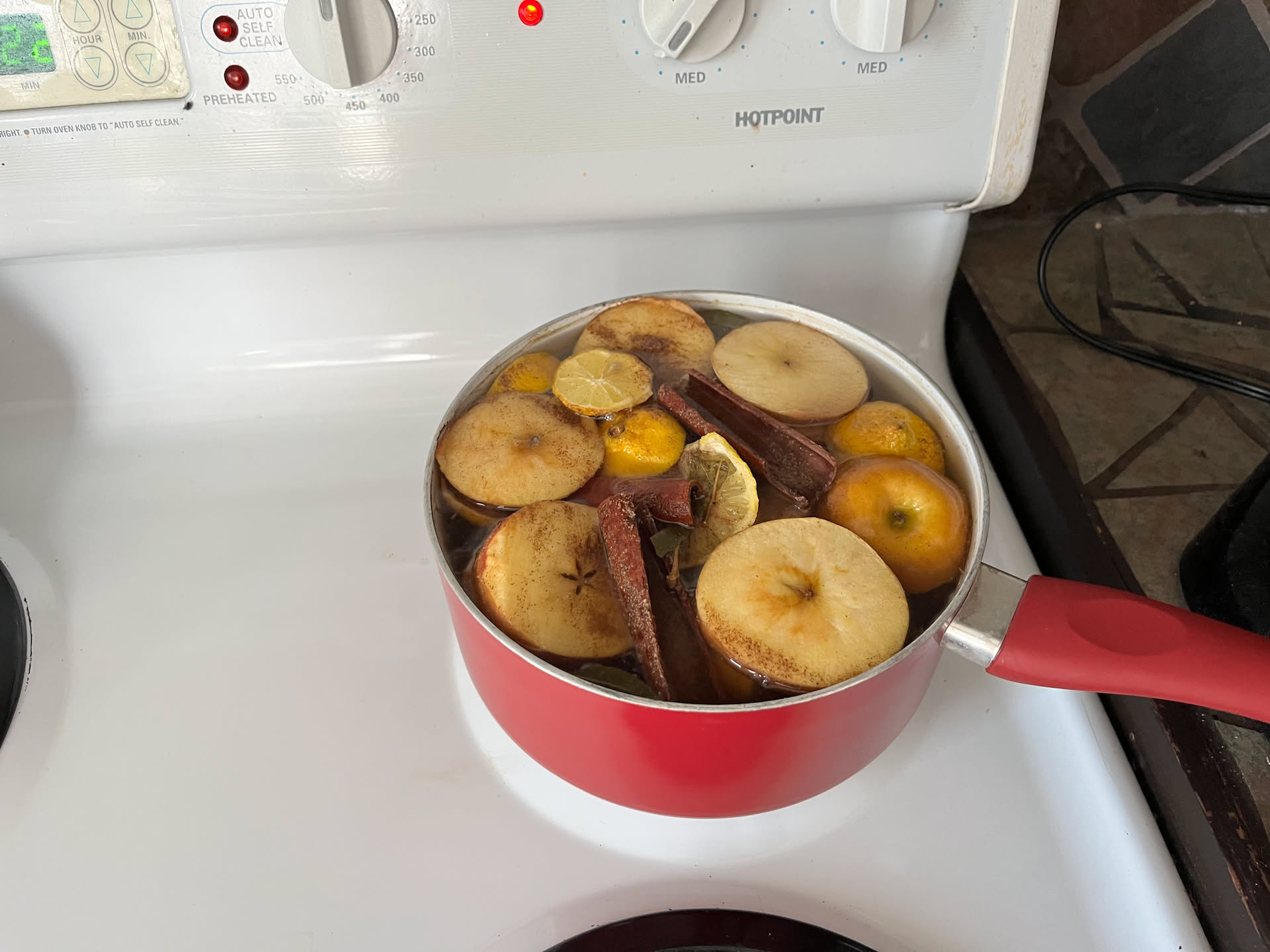 Deanna made a summer pot that smells great and help with the lack of humidity in our house.