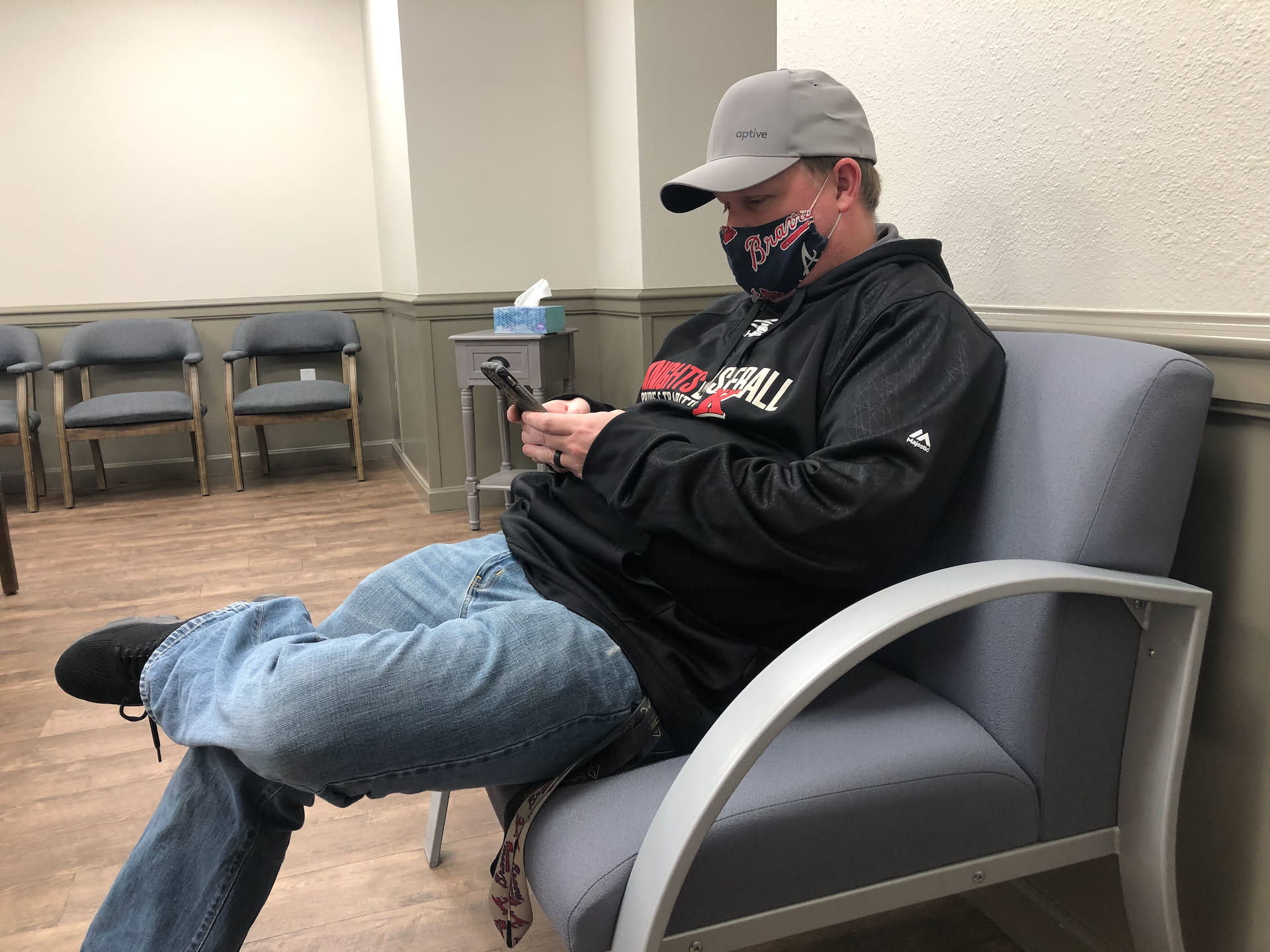 Early morning appointment for Nick. Going to speak with a surgeon about getting some Lipomas removed.