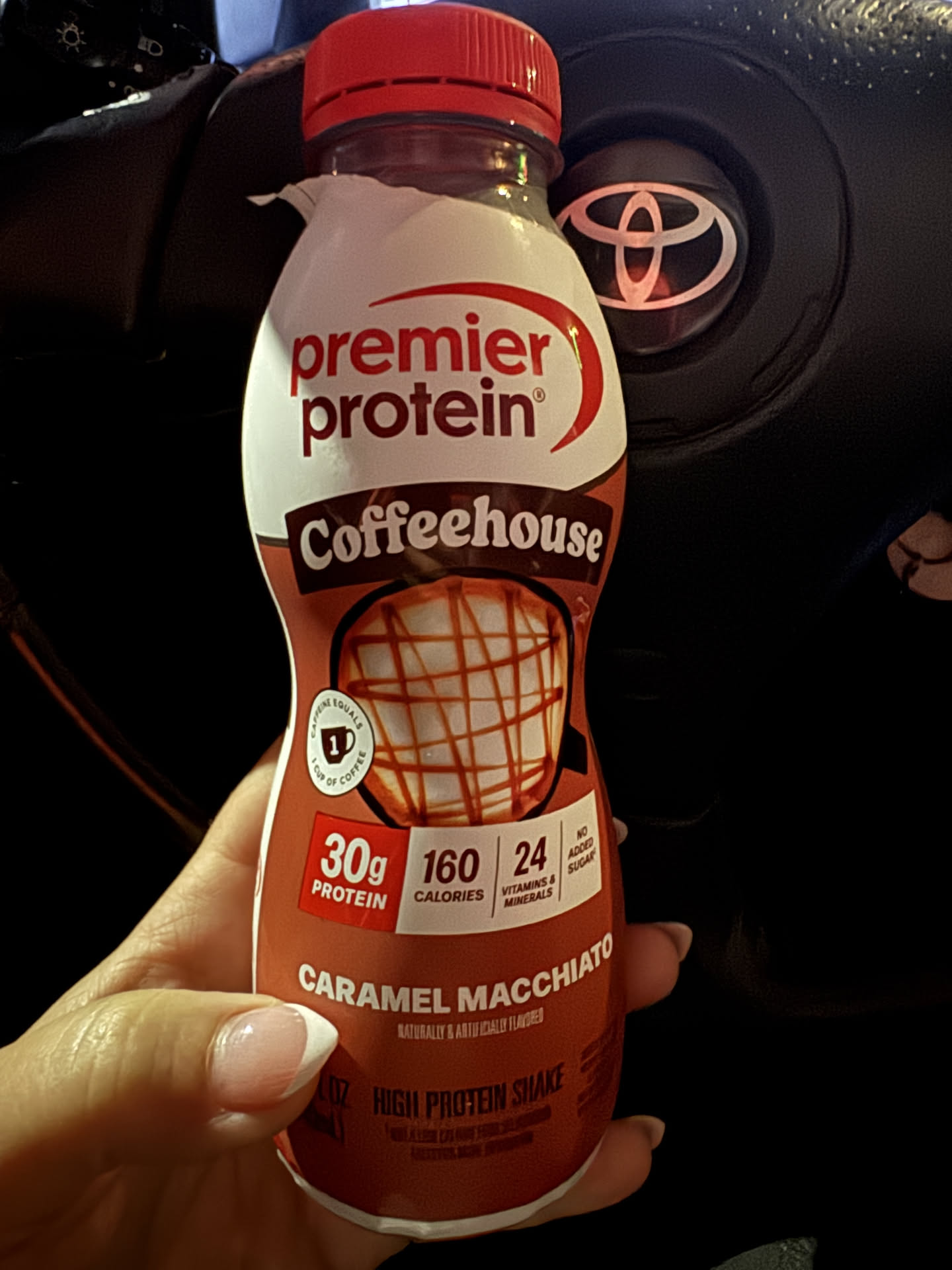 Chugged a protein shake on the drive to work.