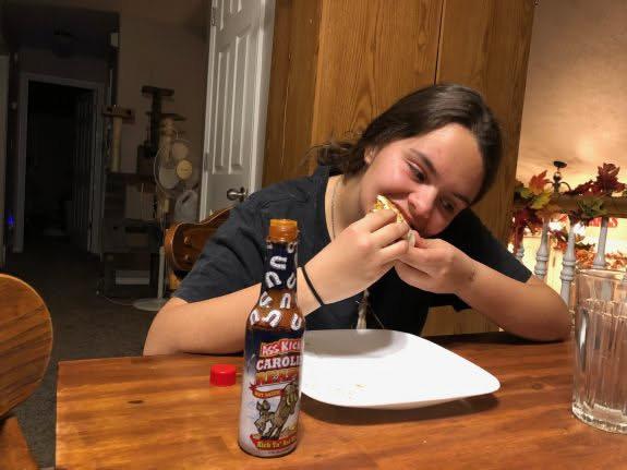 Airalynn thought she would try Uncle Tyson’s hot sauce… she was able to hold her composure for 15 minutes so we thought nothing of it… then she started huffing and panting lol