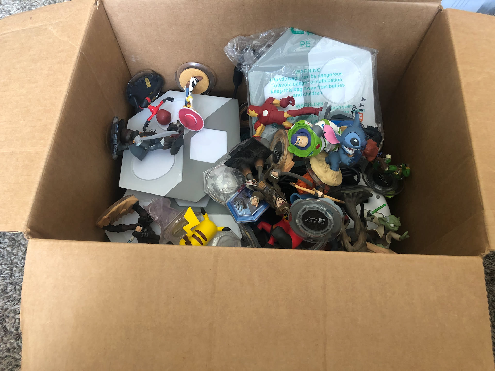We are starting a house-hold purge. We are working on getting rid of anything that we haven’t used in years, & doesn’t bring us joy. This is just one small box of toys.