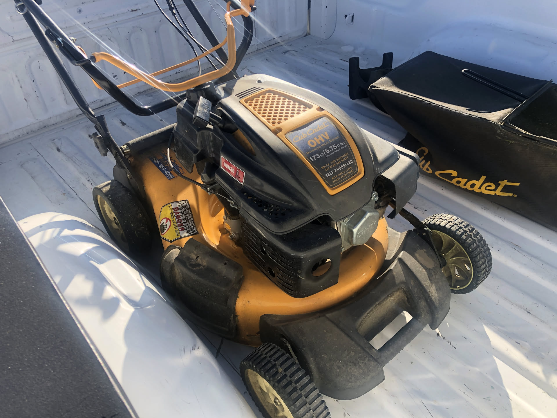 Deanna found a Cub Cadet for sale in Facebook Marketplace for $30, and she was able to talk him down to $20… was a steal of a deal… rear bagger and self propelled, and Nick working on small engines now, it’s a huge upgrade for our family!
