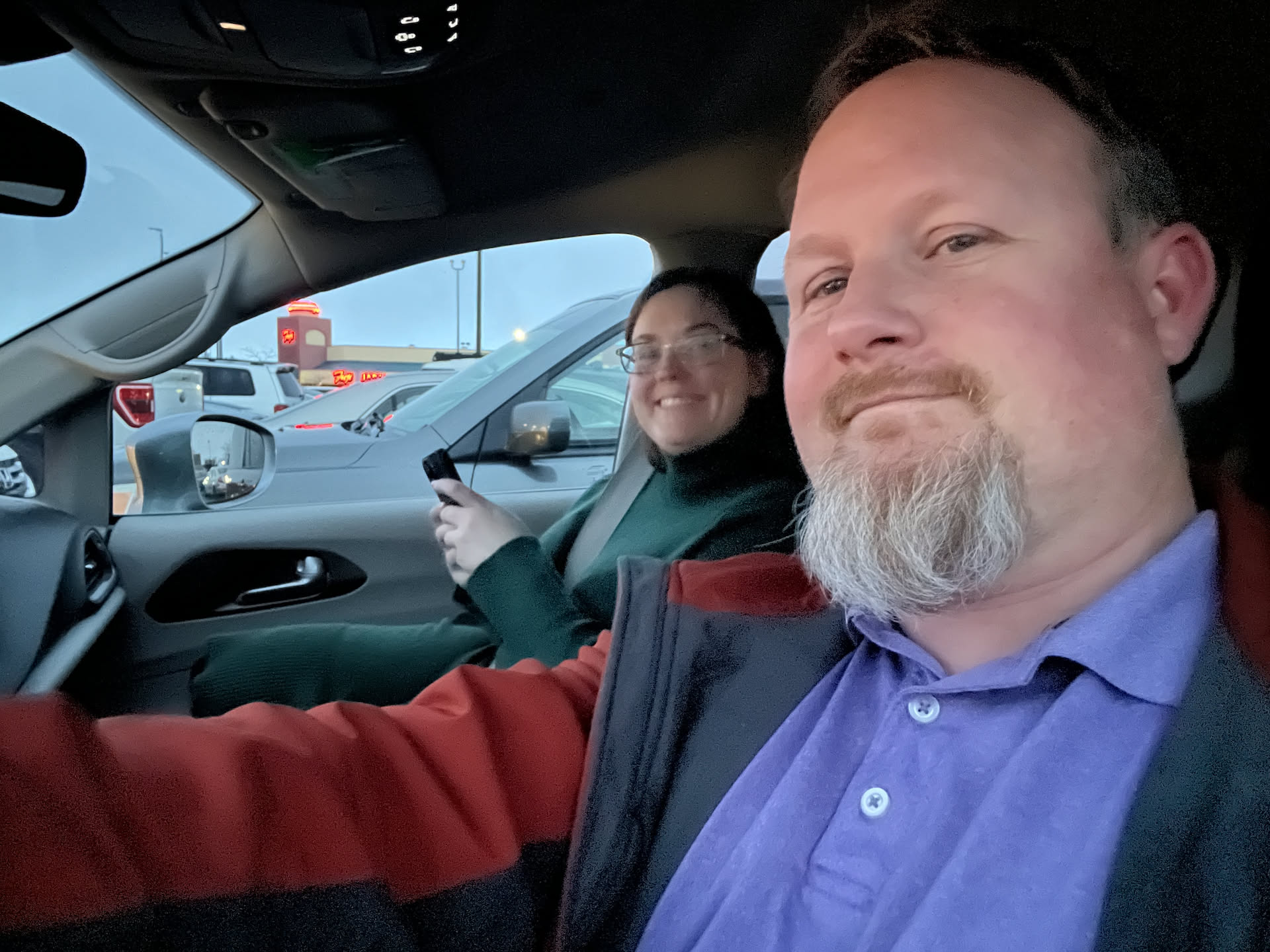 We got our reservation, and are waiting in the car until we get the text.