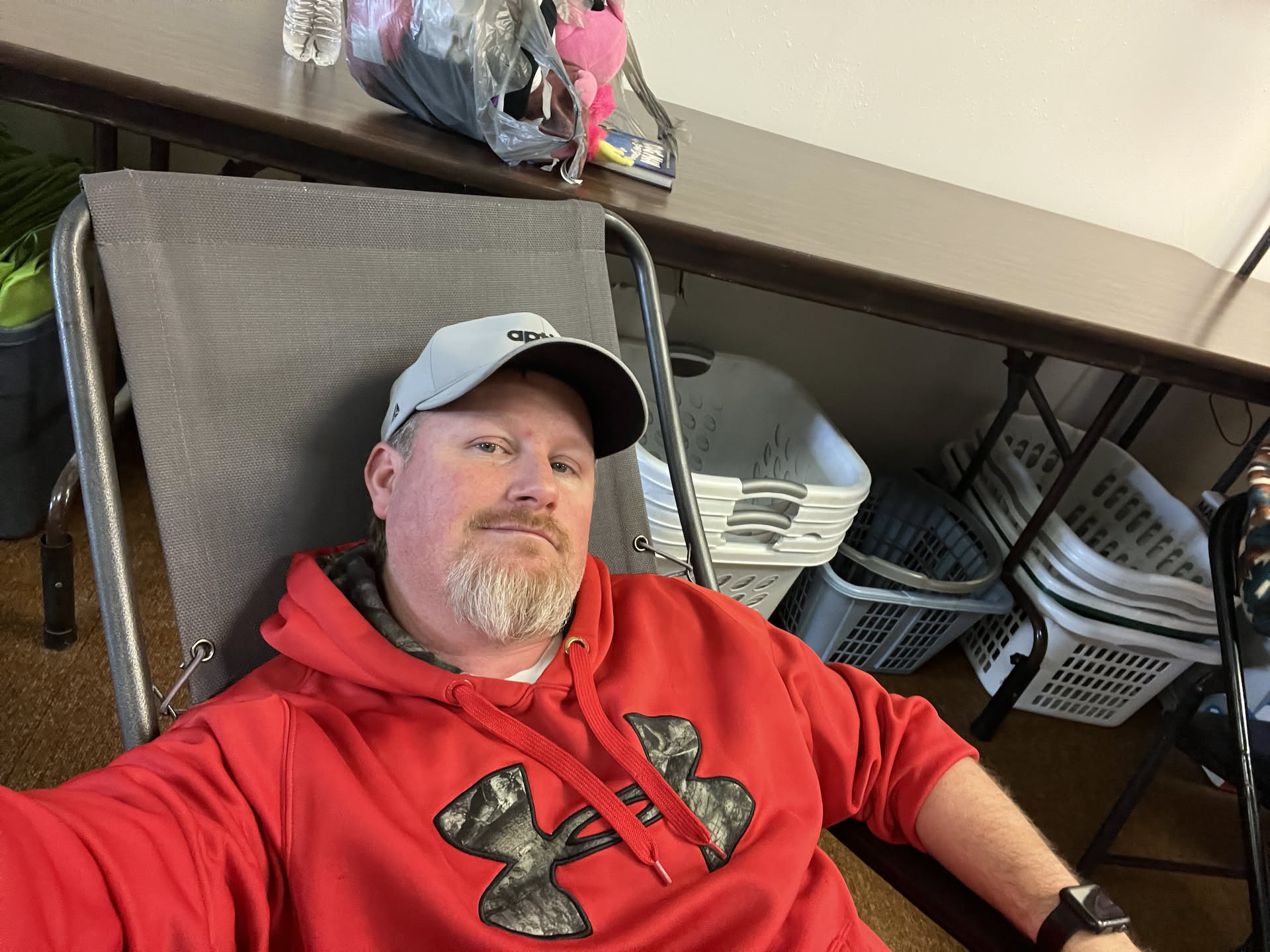 Killing time waiting for washers to pop to go clean.