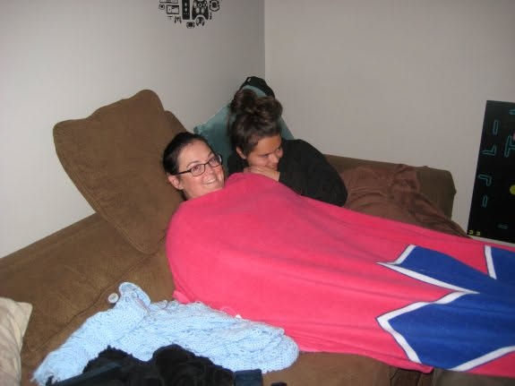 Girls decided to spend the evening watching a little TV.