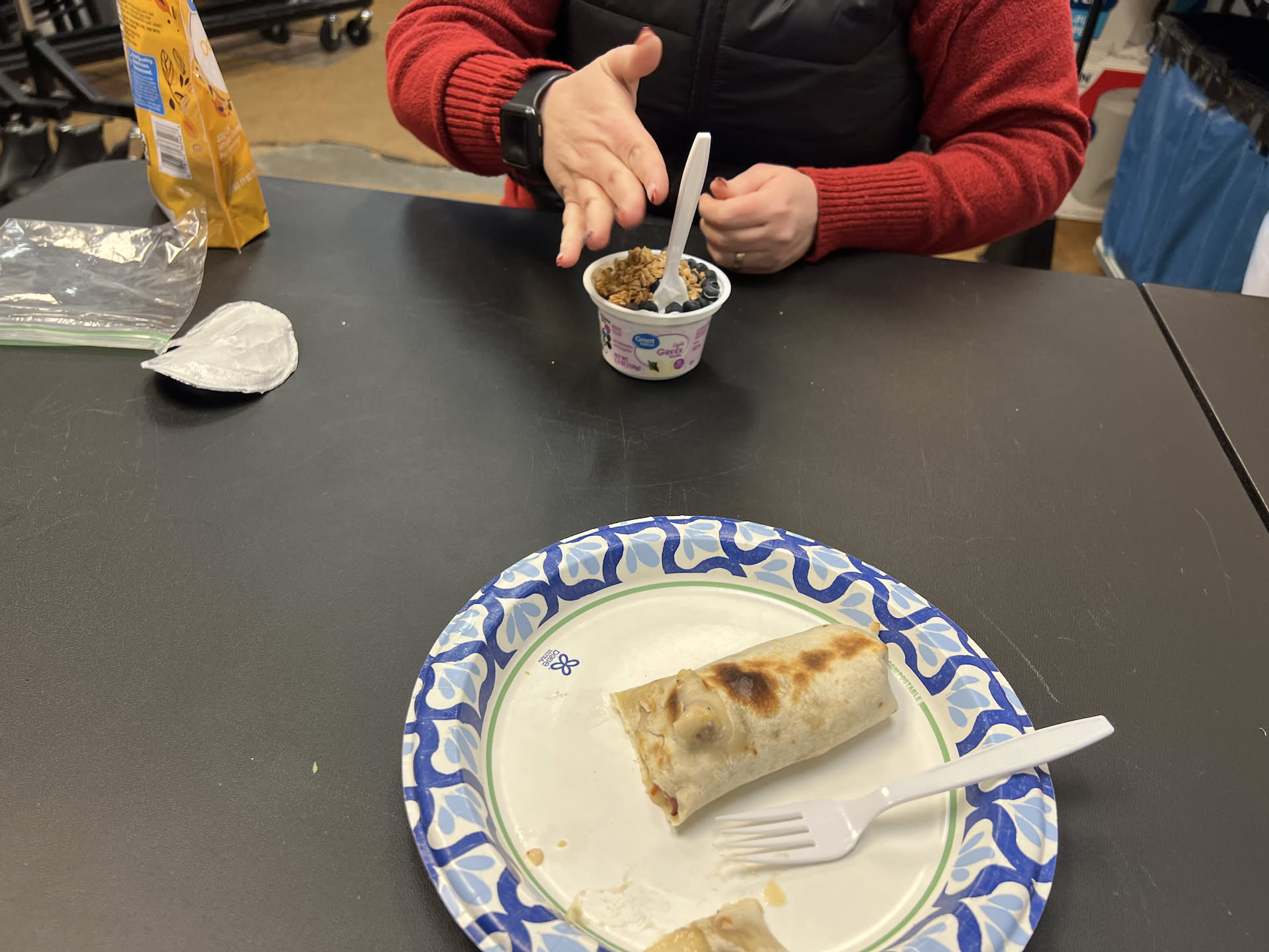 Finally had a few minutes to sit and have our late breakfast.