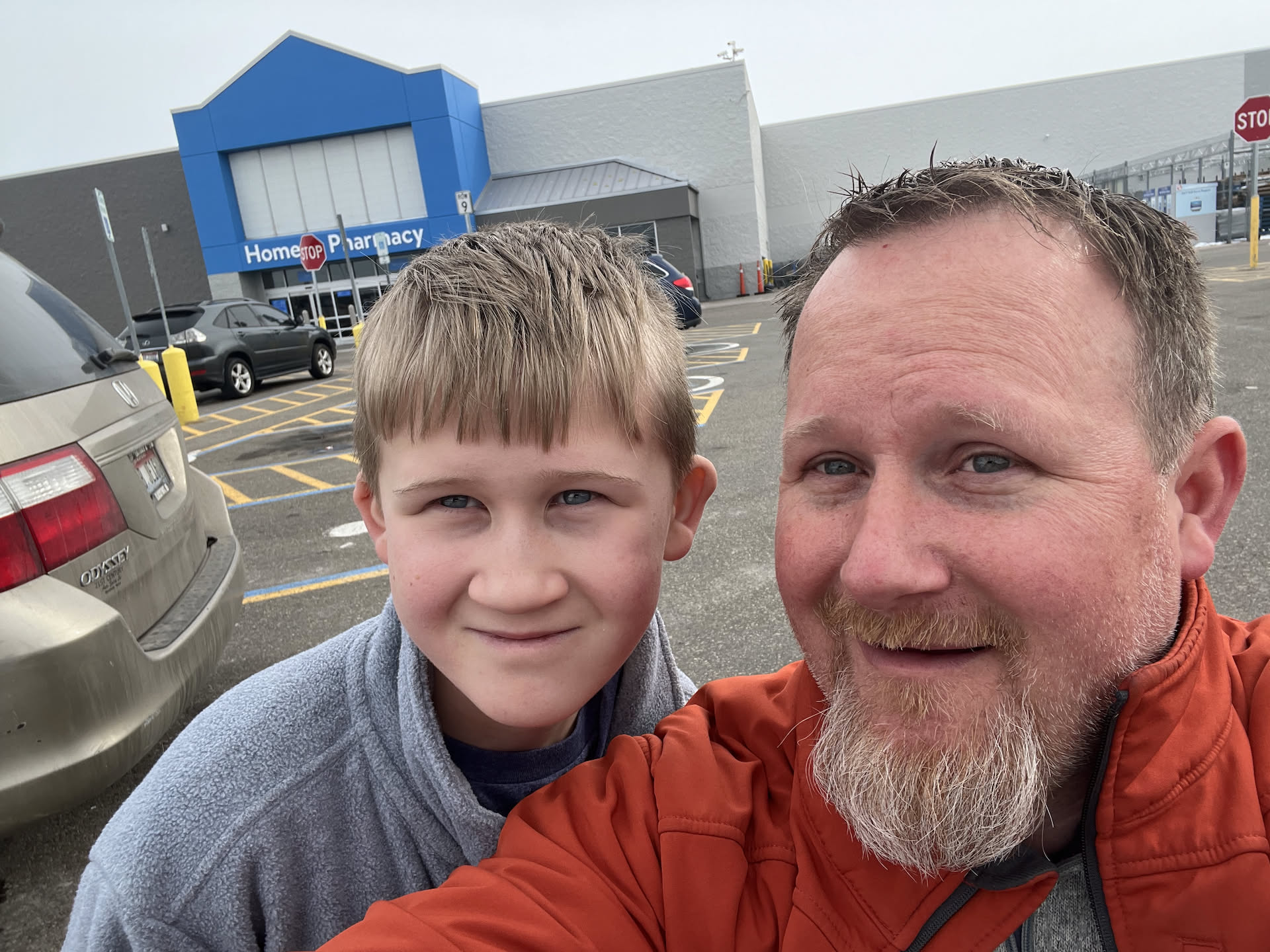 After some breakfast, Nick and Ethen took the one delivery we had today, and then went to Wal-Mart to get a gift for a birthday party he got invited to.