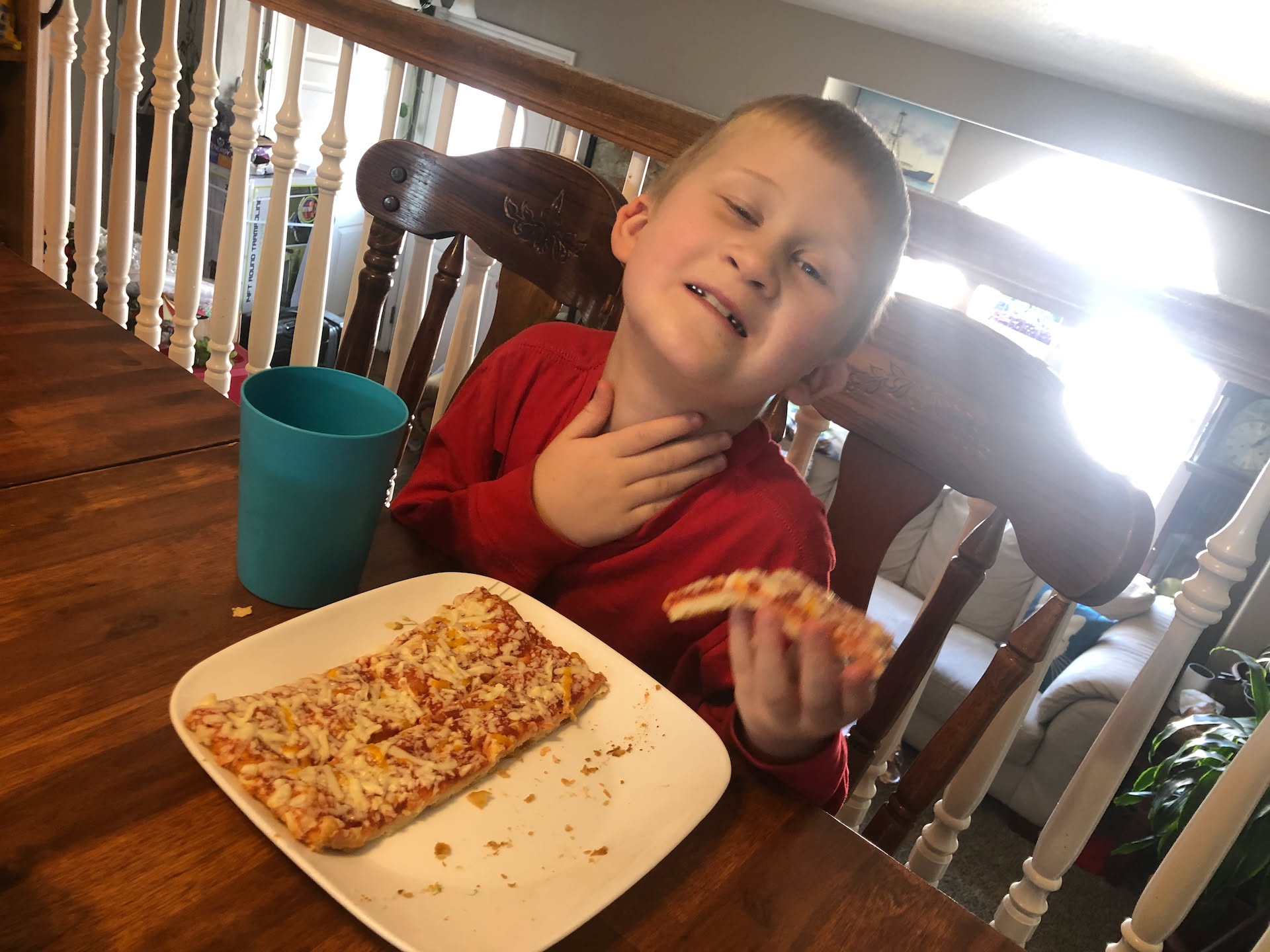 He was starving so had lunch as we crafted.
