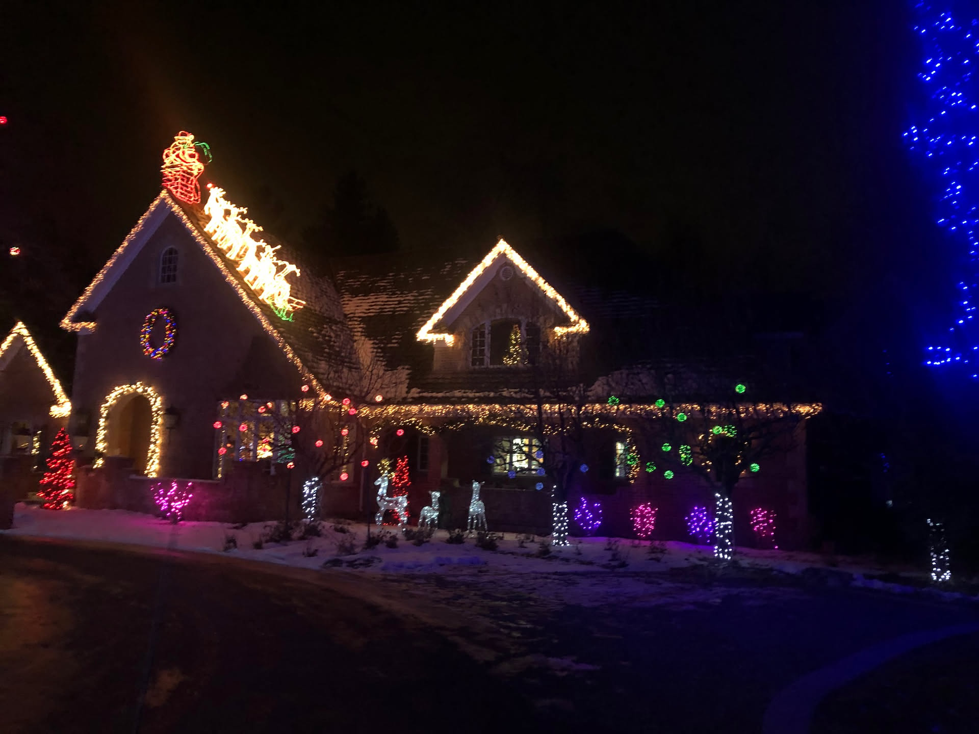 On the way home, we drove past some houses to look at lights.