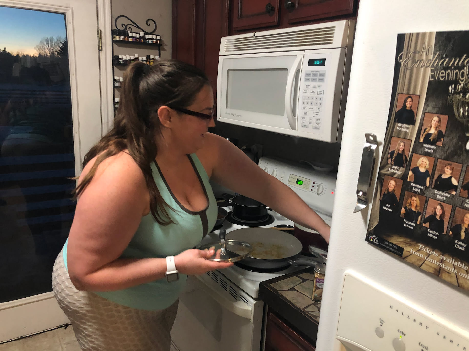 Nick snuck a pic of me cooking.