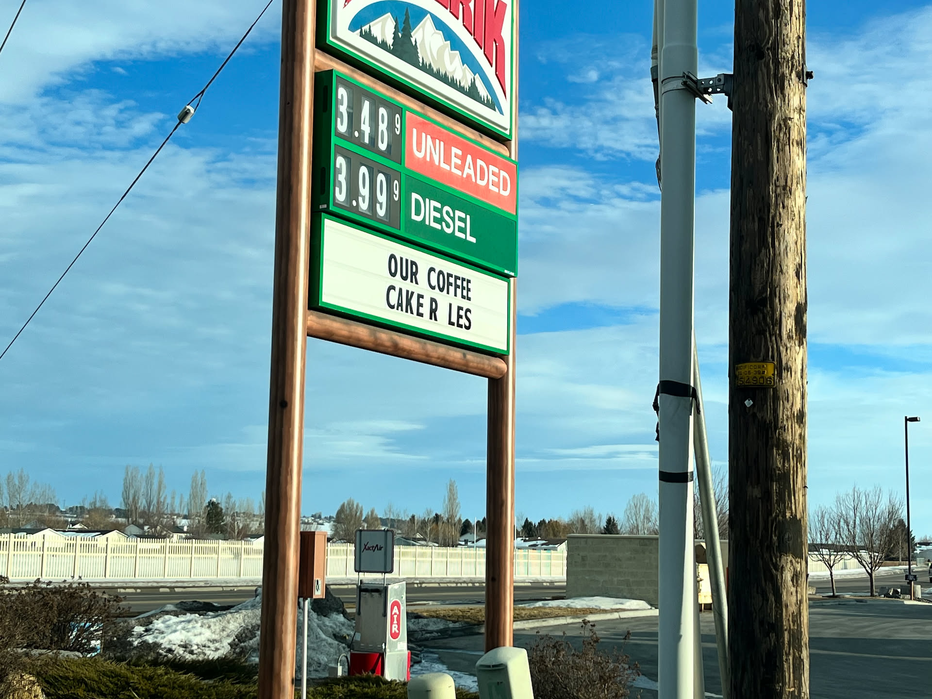 Date night took us to another town (Rexburg). Right when we got there, Maverick gas station had this on their sign… still trying to figure out what they were trying to say.