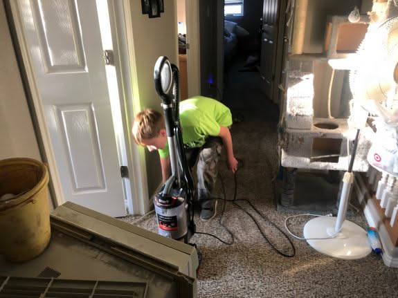 Avery working on one of his chores.