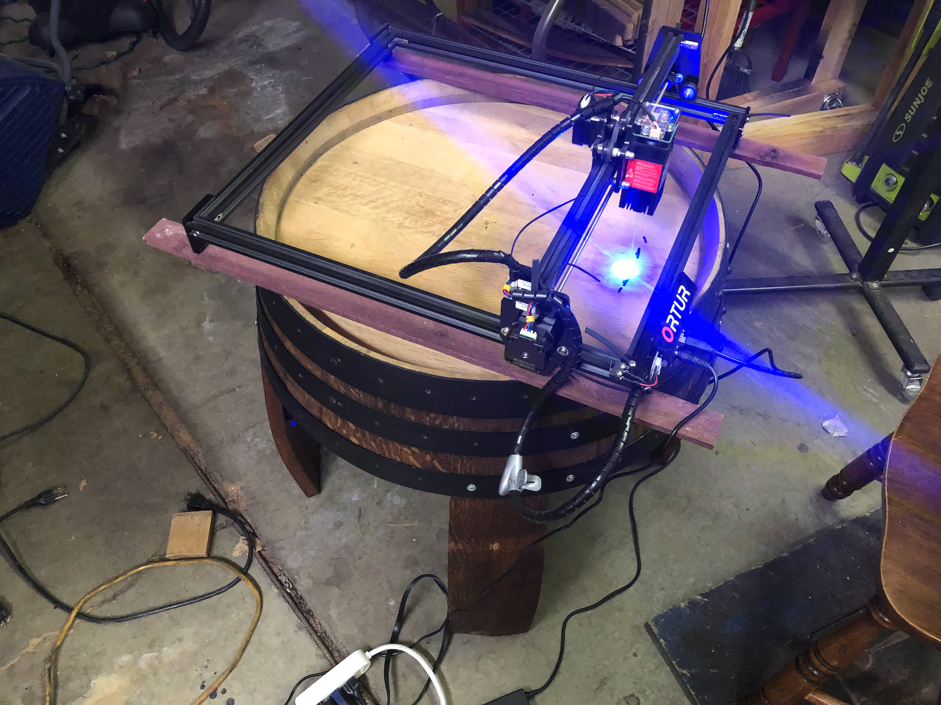 Finished the evening working on a custom table with custom laser engraving. Check back tomorrow to see how well it turned out!