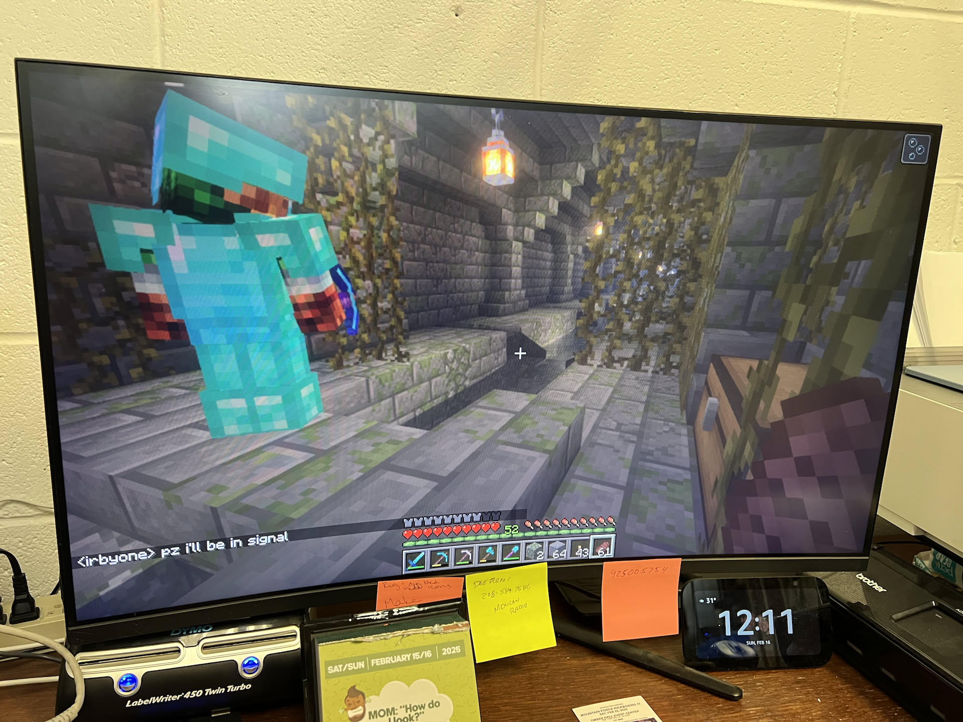 After plowing at front (didn’t take pics because we figured you wouldn’t want to see the same thing) Nick sat down and played Minecraft for a few minutes, and Tyson popped on.