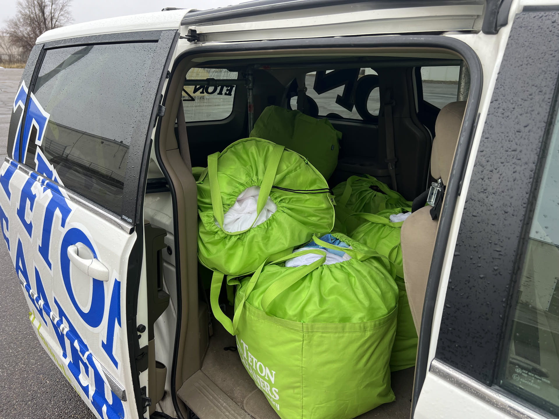 Mondays are always busy… but here you can see we are out growing our delivery van… busting at the seams with wash and fold.
