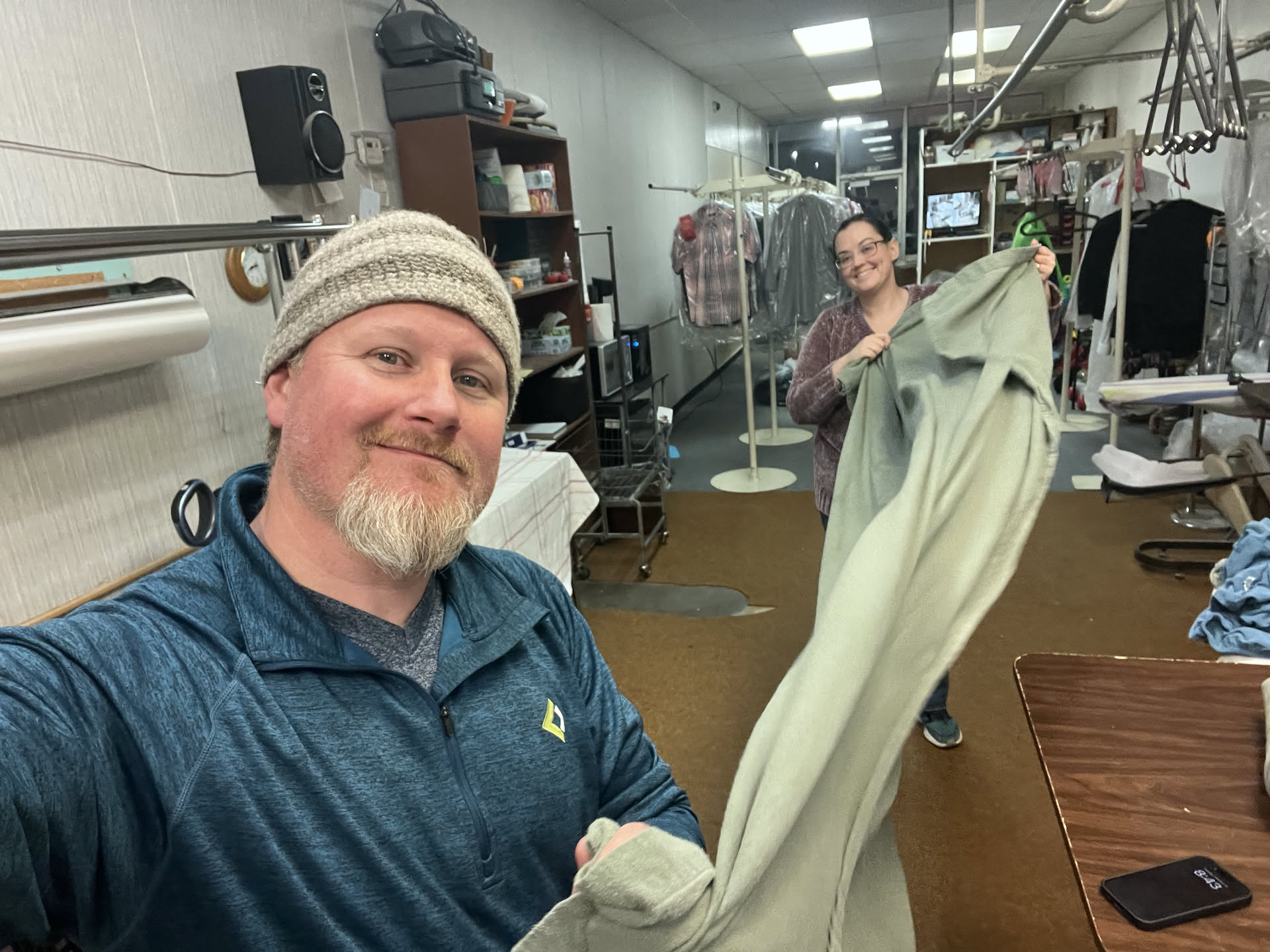 Nightly work here… We like to fold the bedding together because it comes out nicer and 10x quicker.