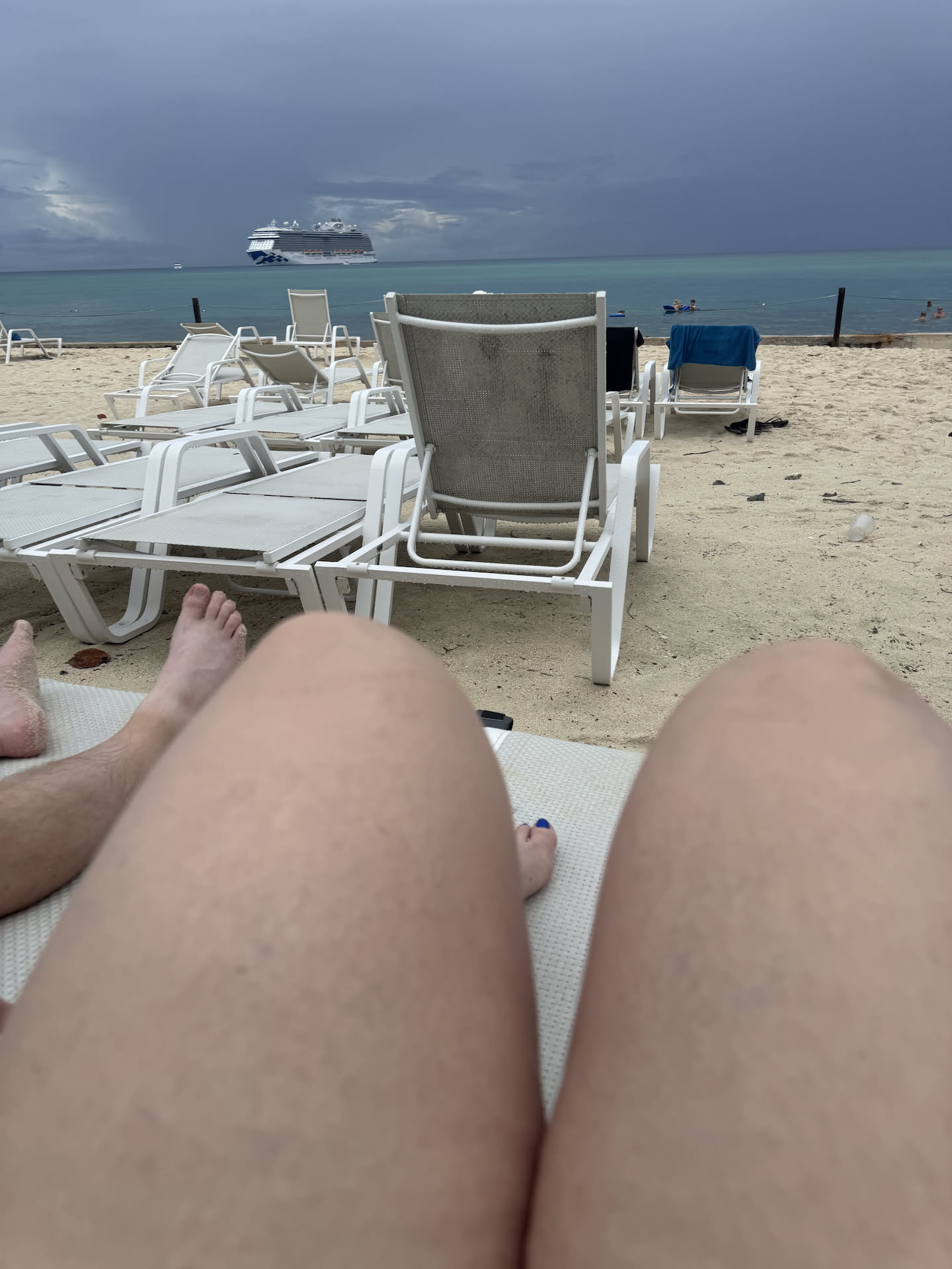 Rest and relaxation, watching to make sure the boat doesn’t leave up behind.
