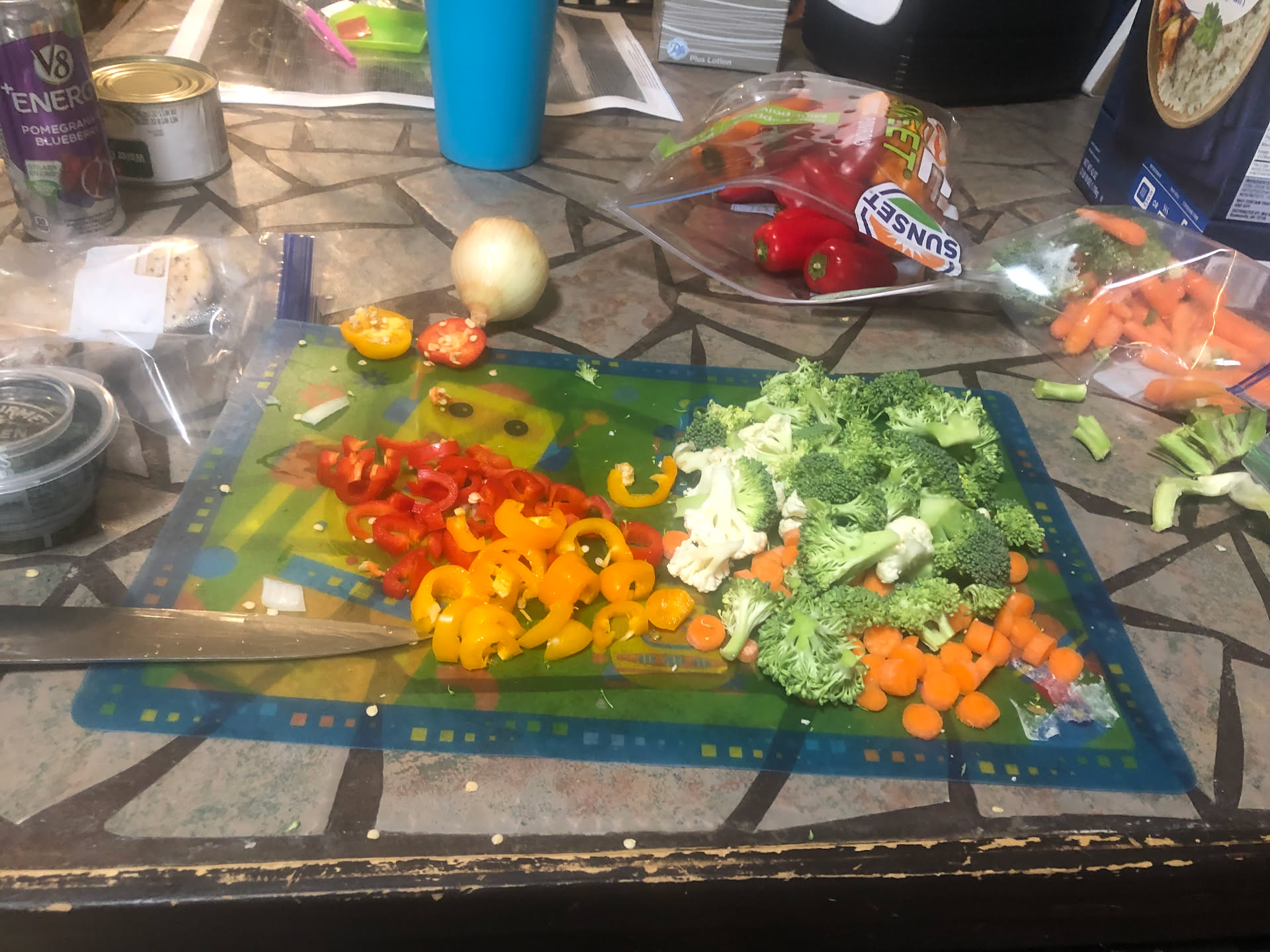 Dicing up some fresh vegetables for dinner… Stir Fry