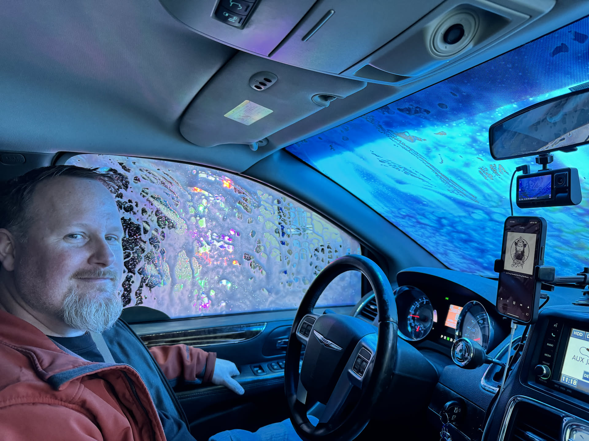 After the last delivery, a quick run through the car wash.
