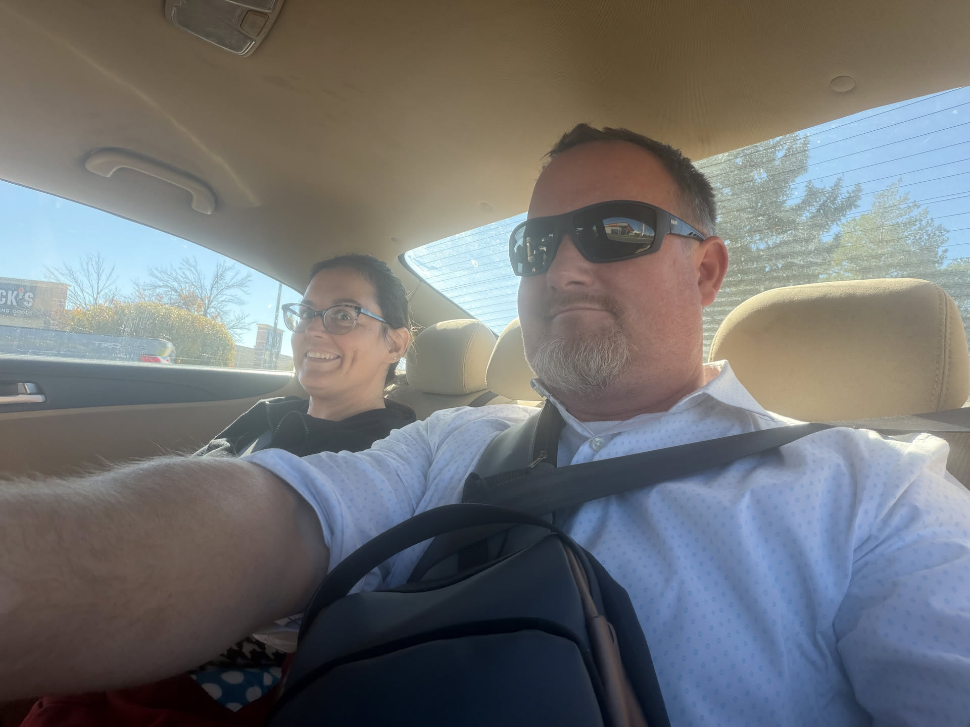 In the Uber on the way home… and this driver will not stop talking… and this is probably the dirtiest Uber we’ve ever been in… oh well, get us home.