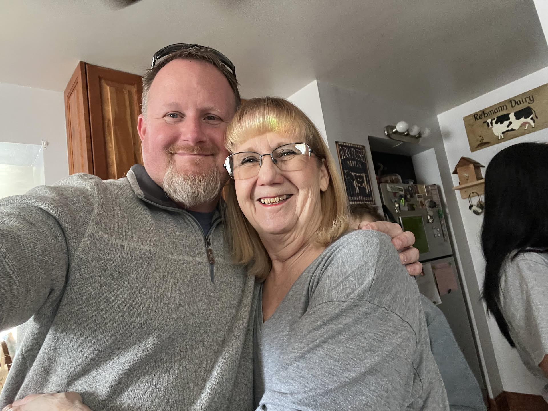 After work we took Ethan over to Grandma and Grandpa’s to spend the night… Nick got a pic with mom after hug number 3 lol.