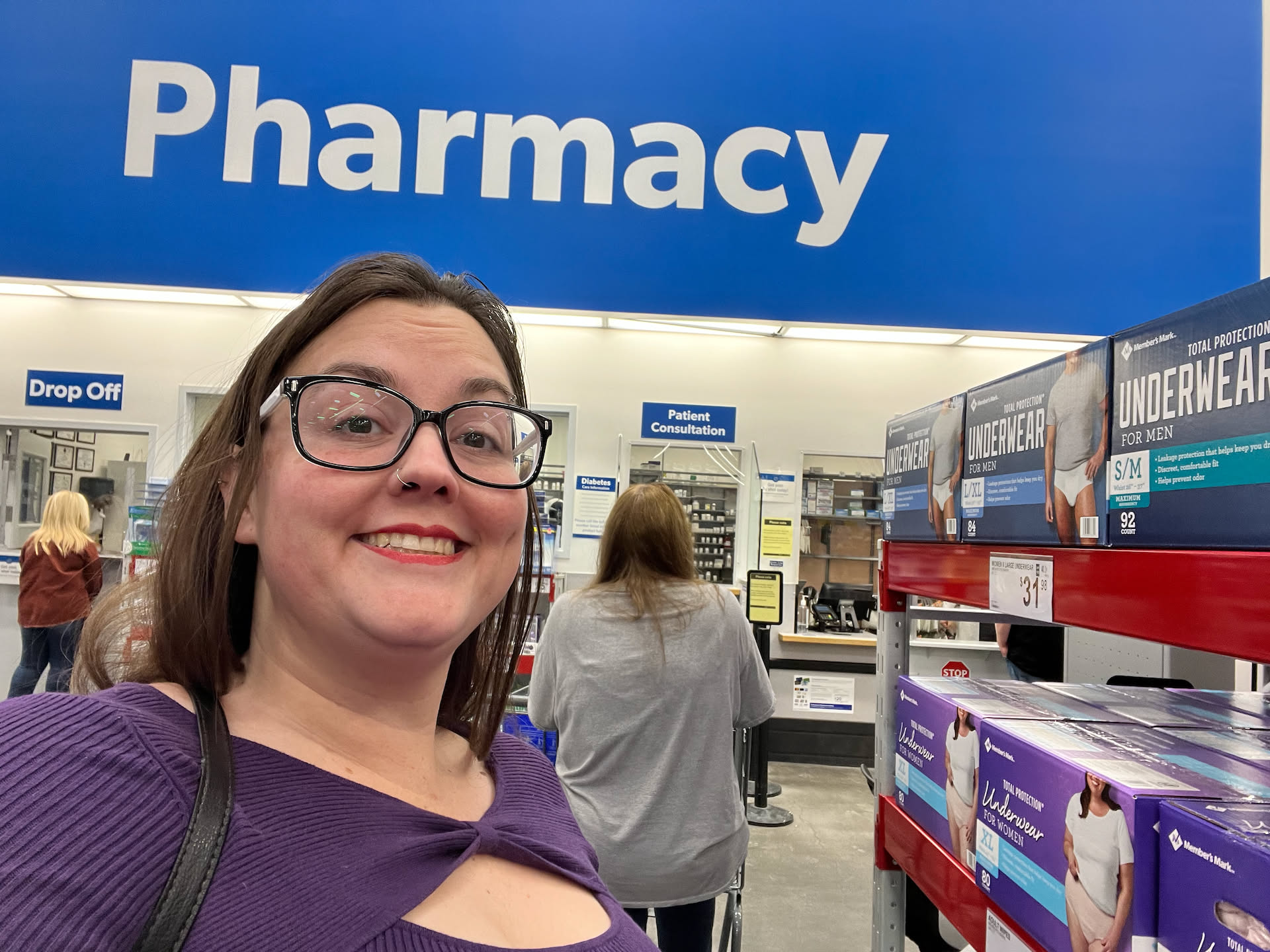 After picking up the mower, Deanna needed to run to Sam’s Club for meds.