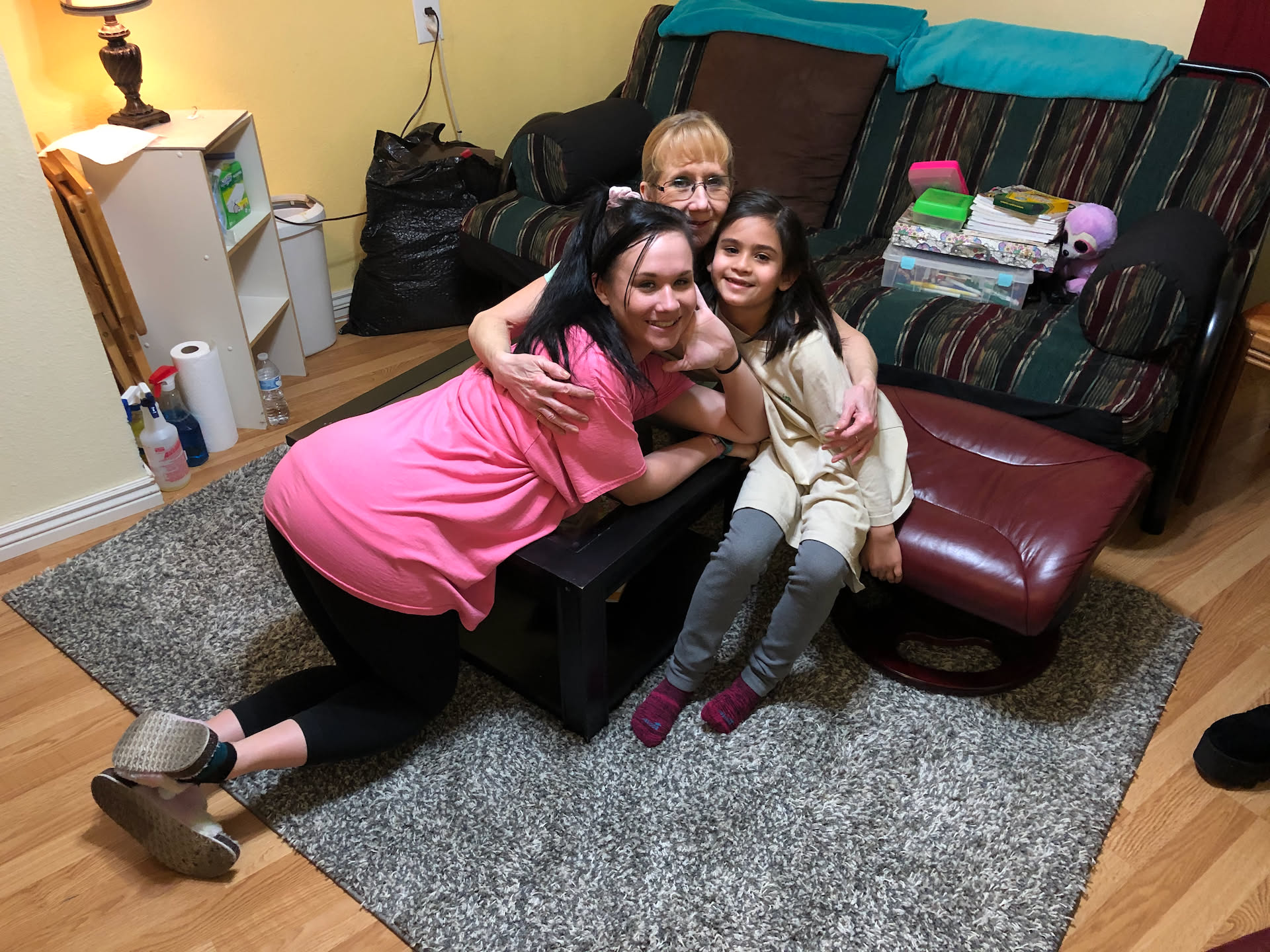 Yesterday we bought mom and dad a new rug for their loft area… While Airalynn and I were out we ran it to them.. they wanted to pose with it.