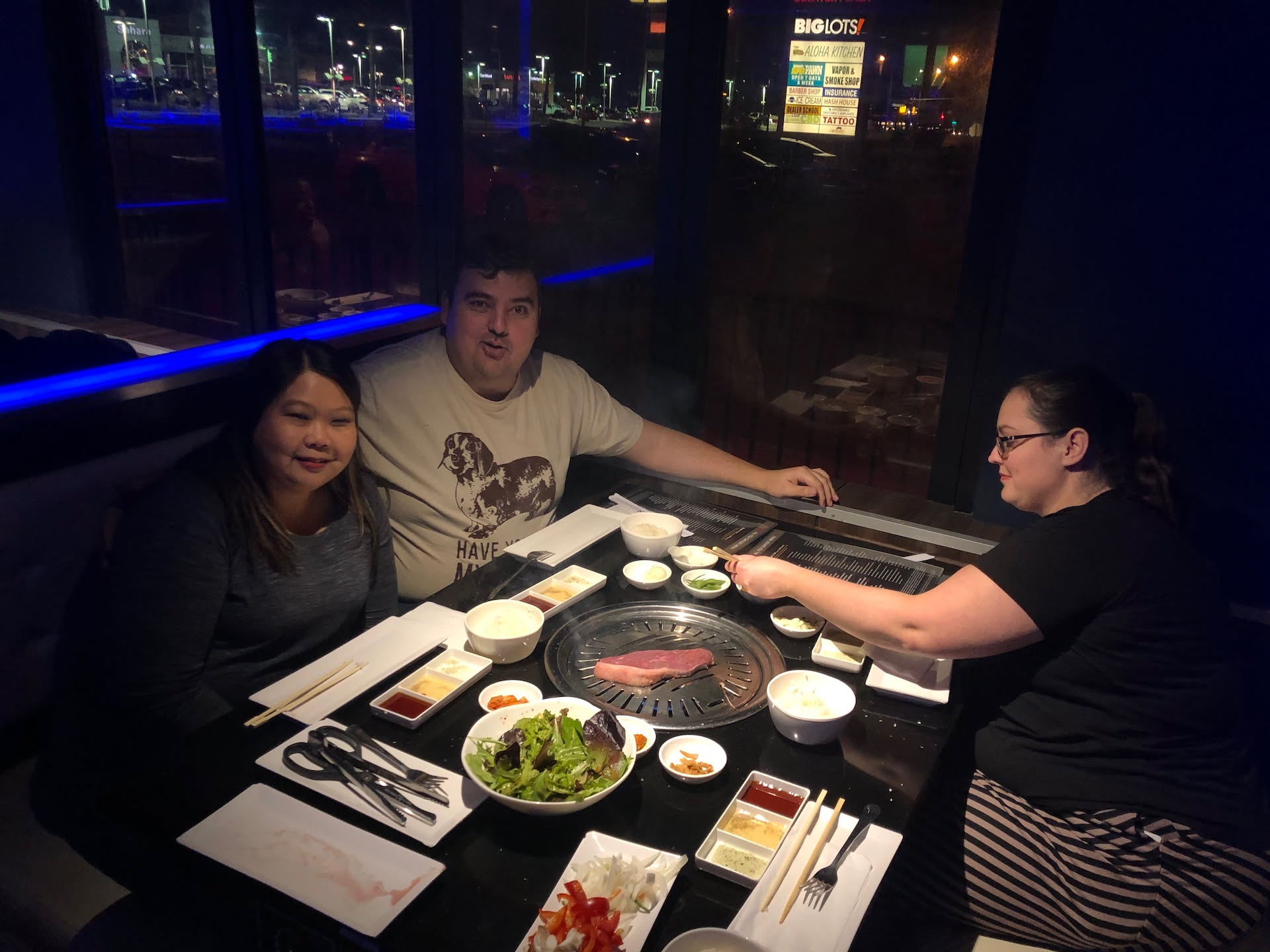 This was a really cool restaurant, where they bring you the food raw, and you cook it at your table on a center grill.