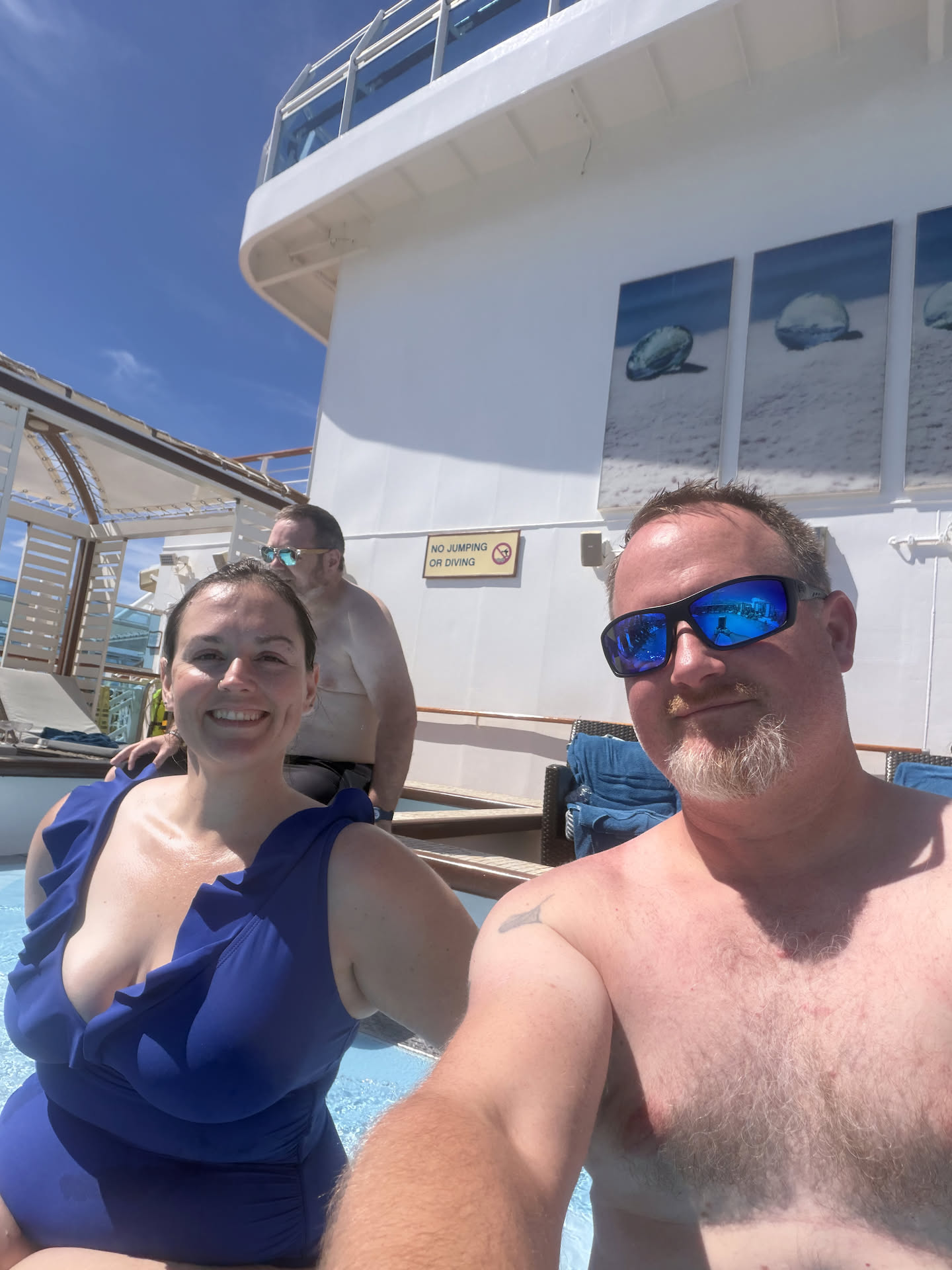 We got a long stint of beautiful weather, and it’s saying it’s going to rain the rest of the time we are here, so we took advantage of the Adults ONLY pool.