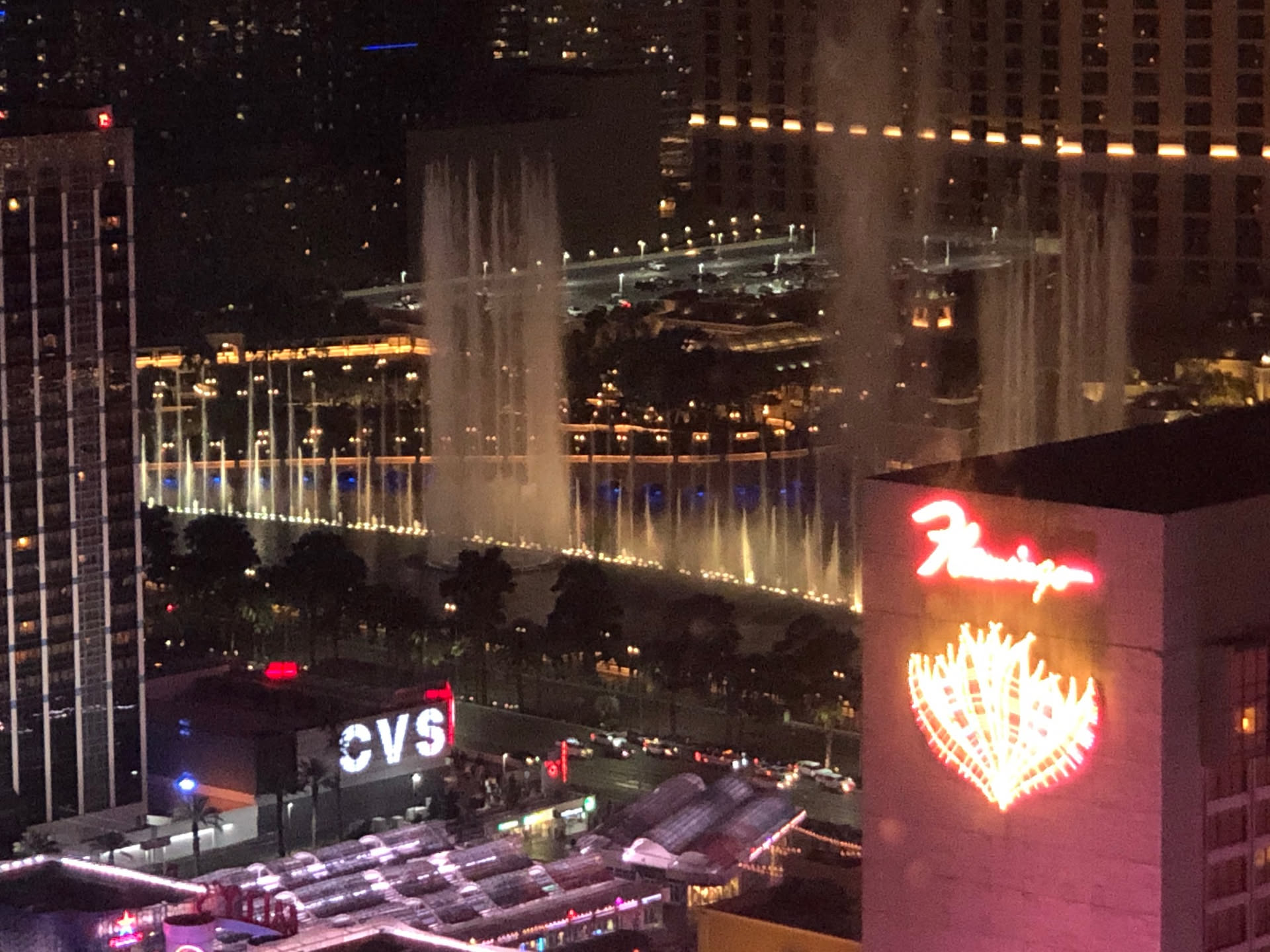 We even got a high view of the Bellagio fountains.