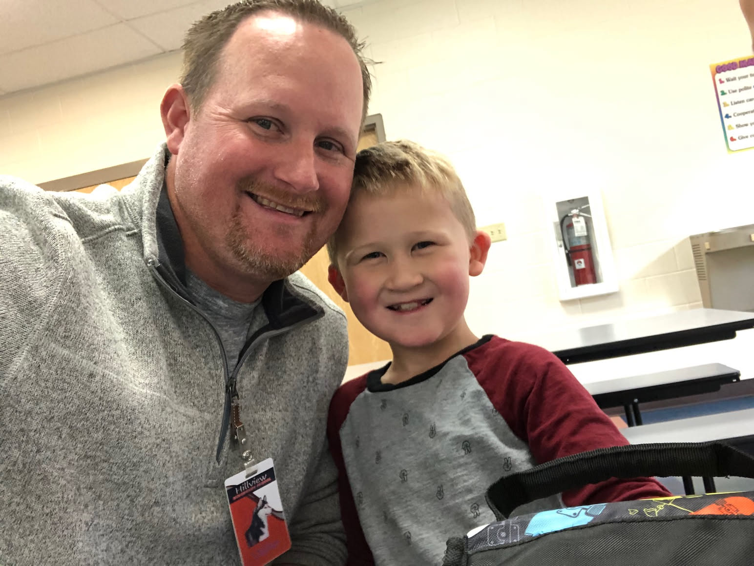Went to Ethan’s school today to have lunch with him.