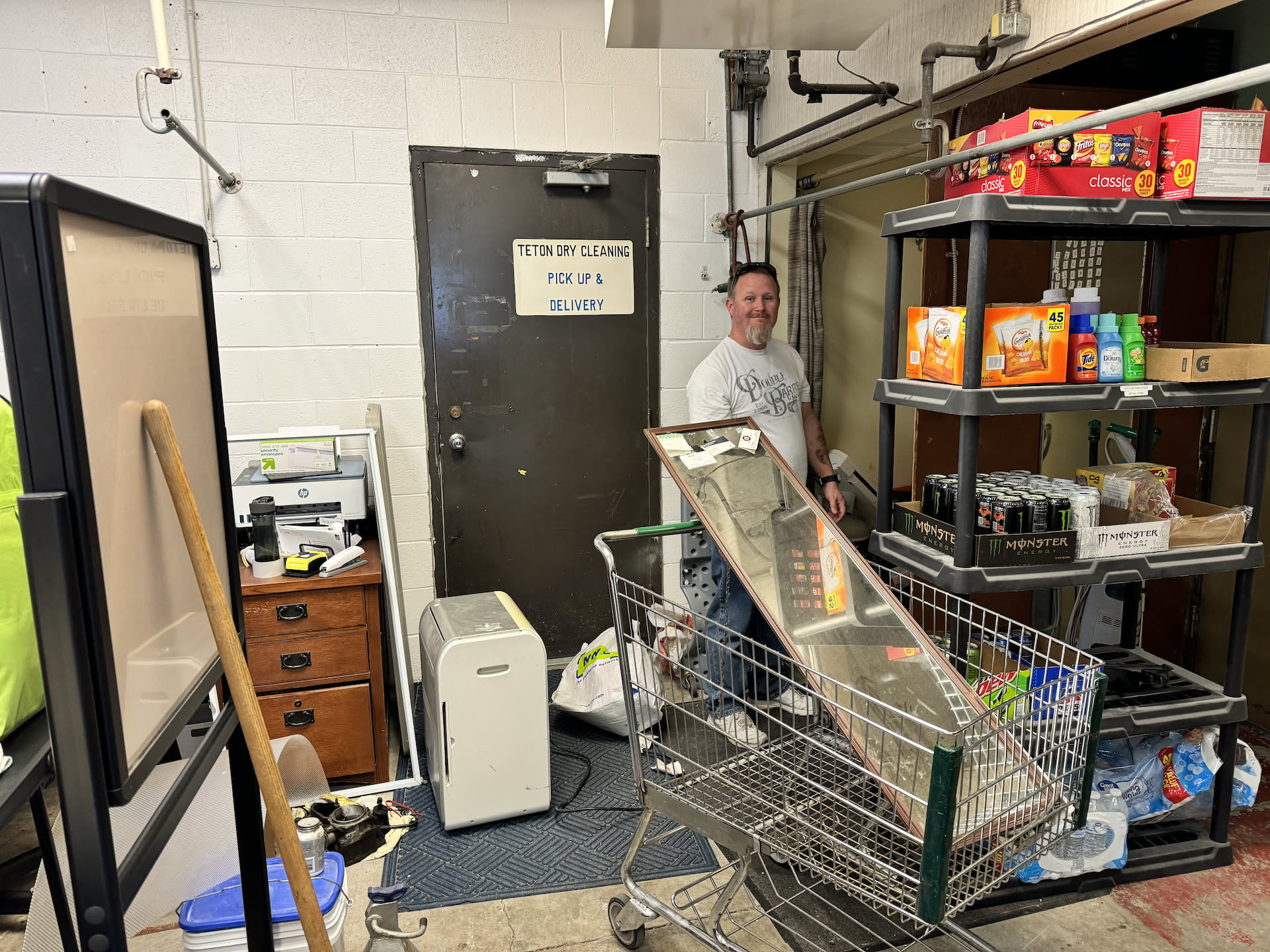 Today Nick decided to make a huge mess cleaning out the random closet at the 1st street dry cleaner store to use it for more than just clutter.