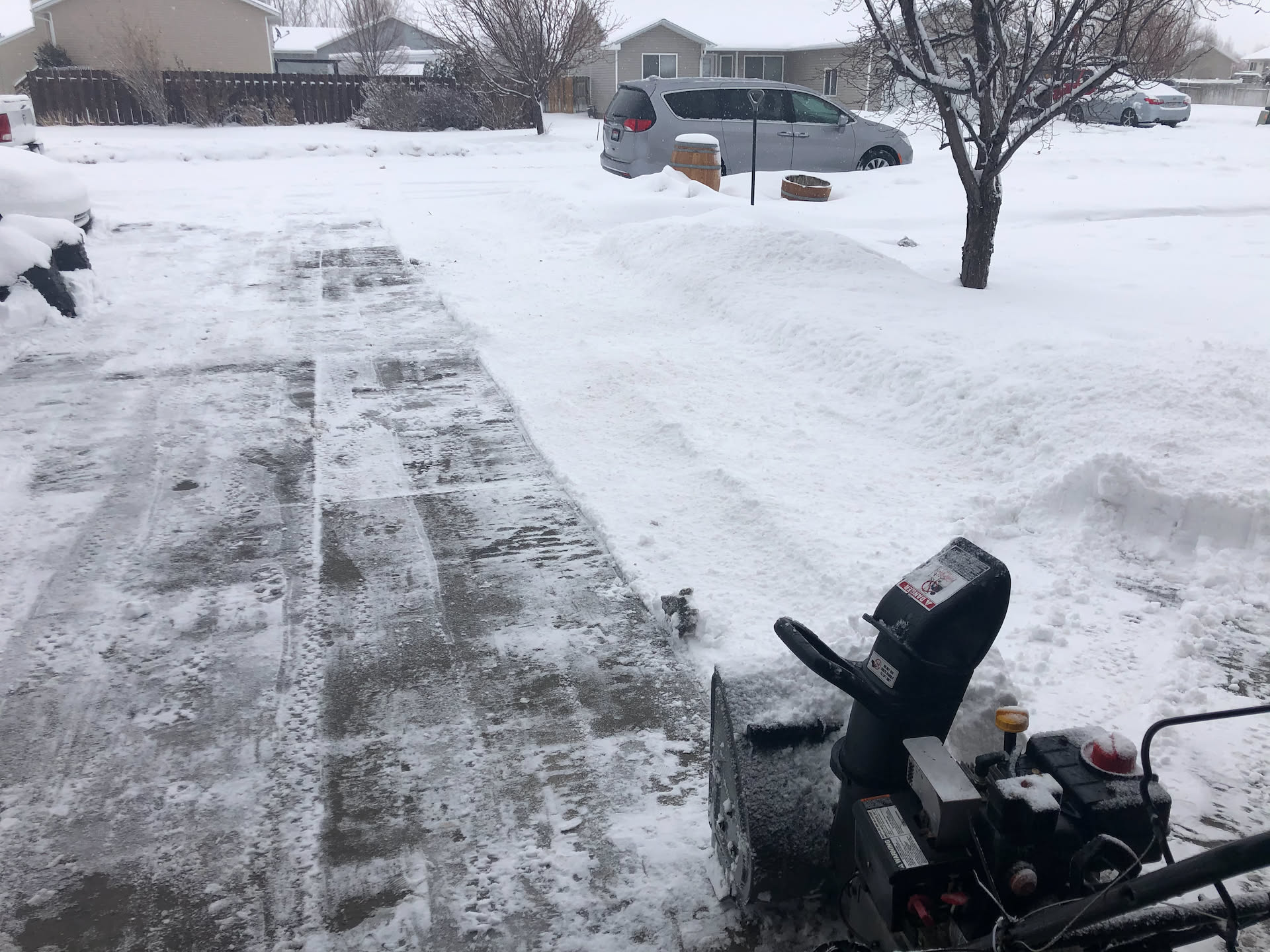 After getting ready, Nick thought it was probably a good idea to switch the cars so we were driving around in the truck. Once he got the cars swept off, he realized he might get stuck in the driveway, so he went ahead and used the snowblower.