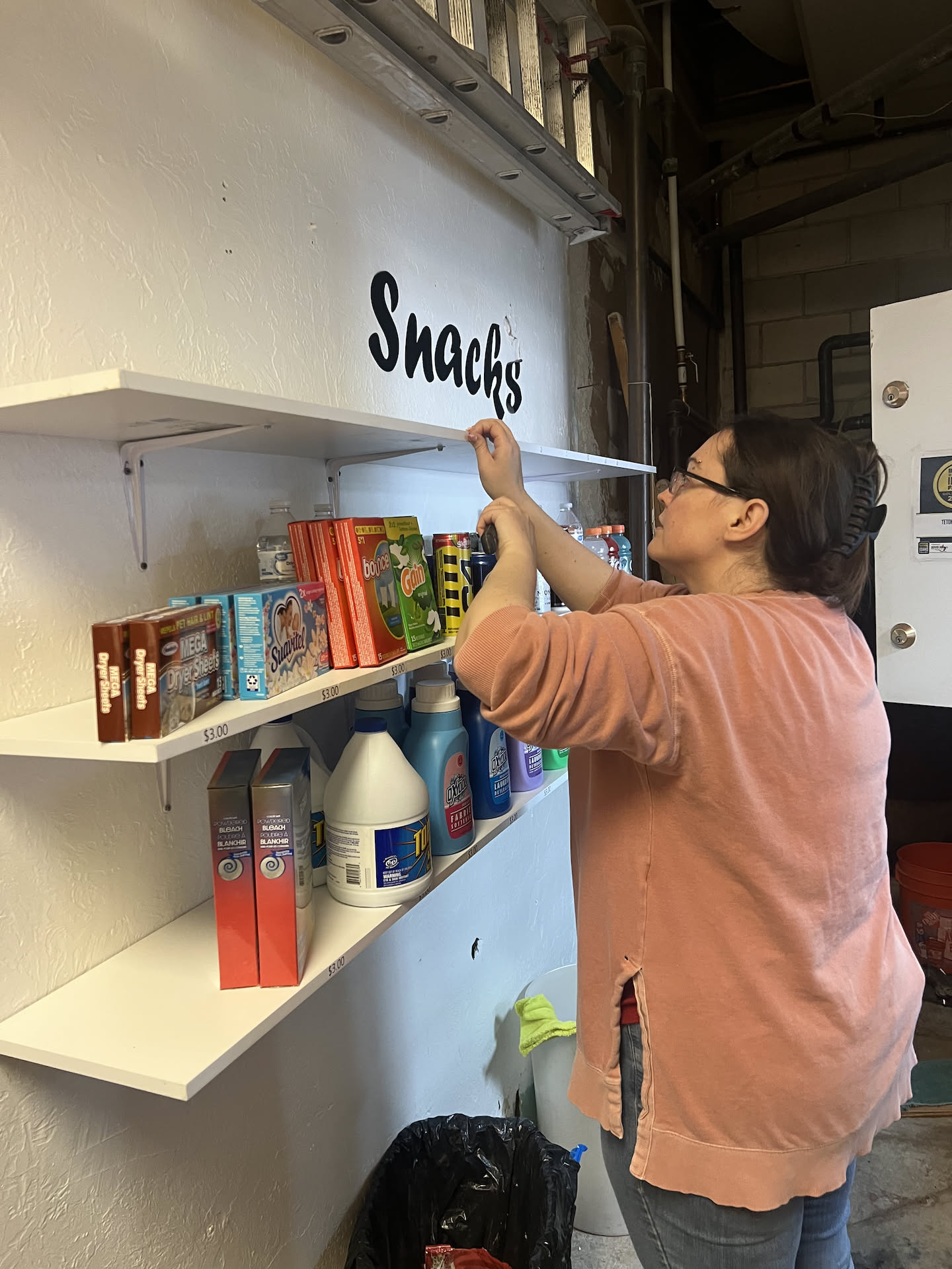 While Nick was working on the closet, Deanna took on the project of re-organizing the retail shelves, so that the soap is under the food, so OSHA doesn’t pinch us.