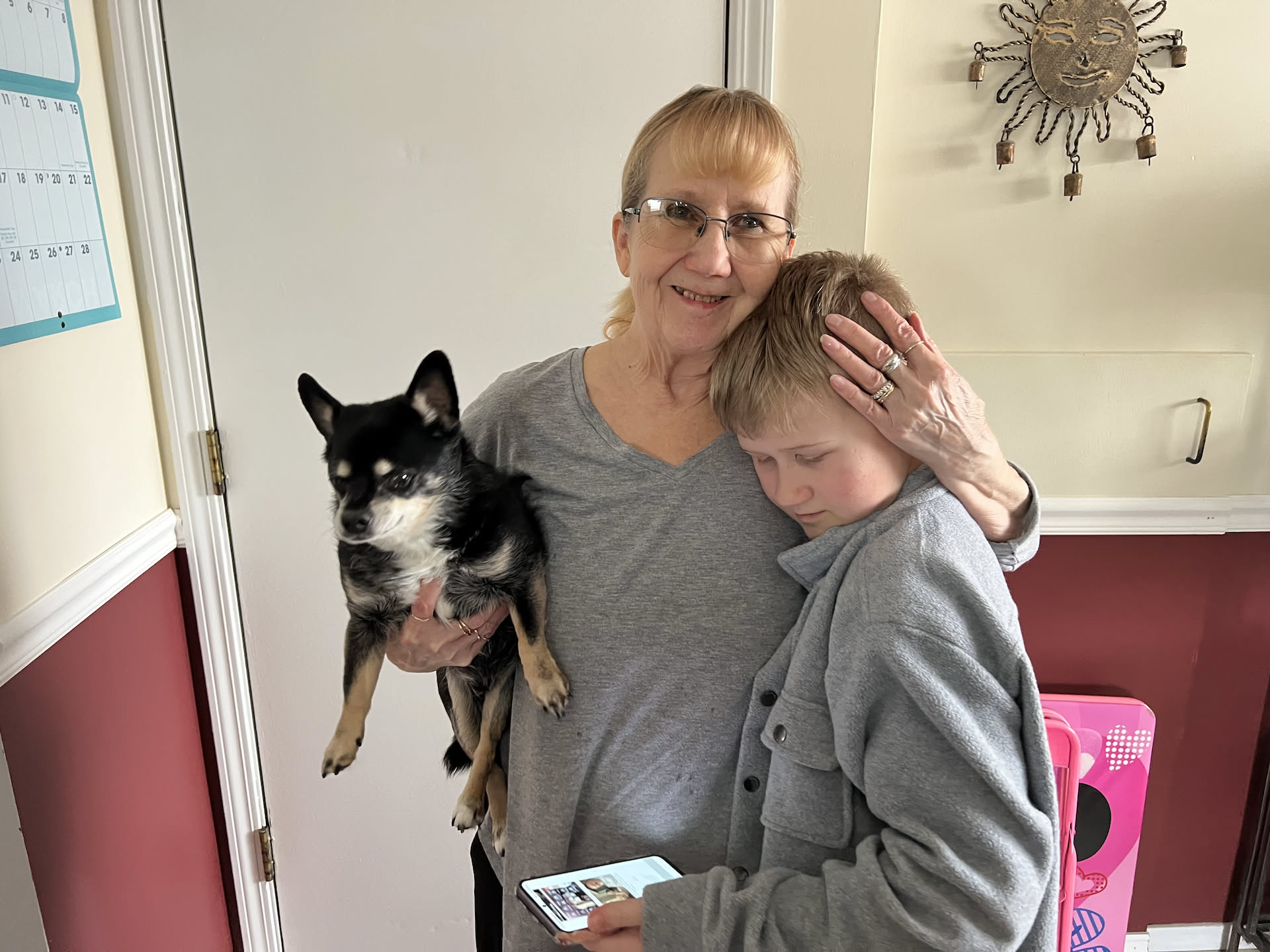 Nick went to pick up Ethan from spending the night with Grandma.