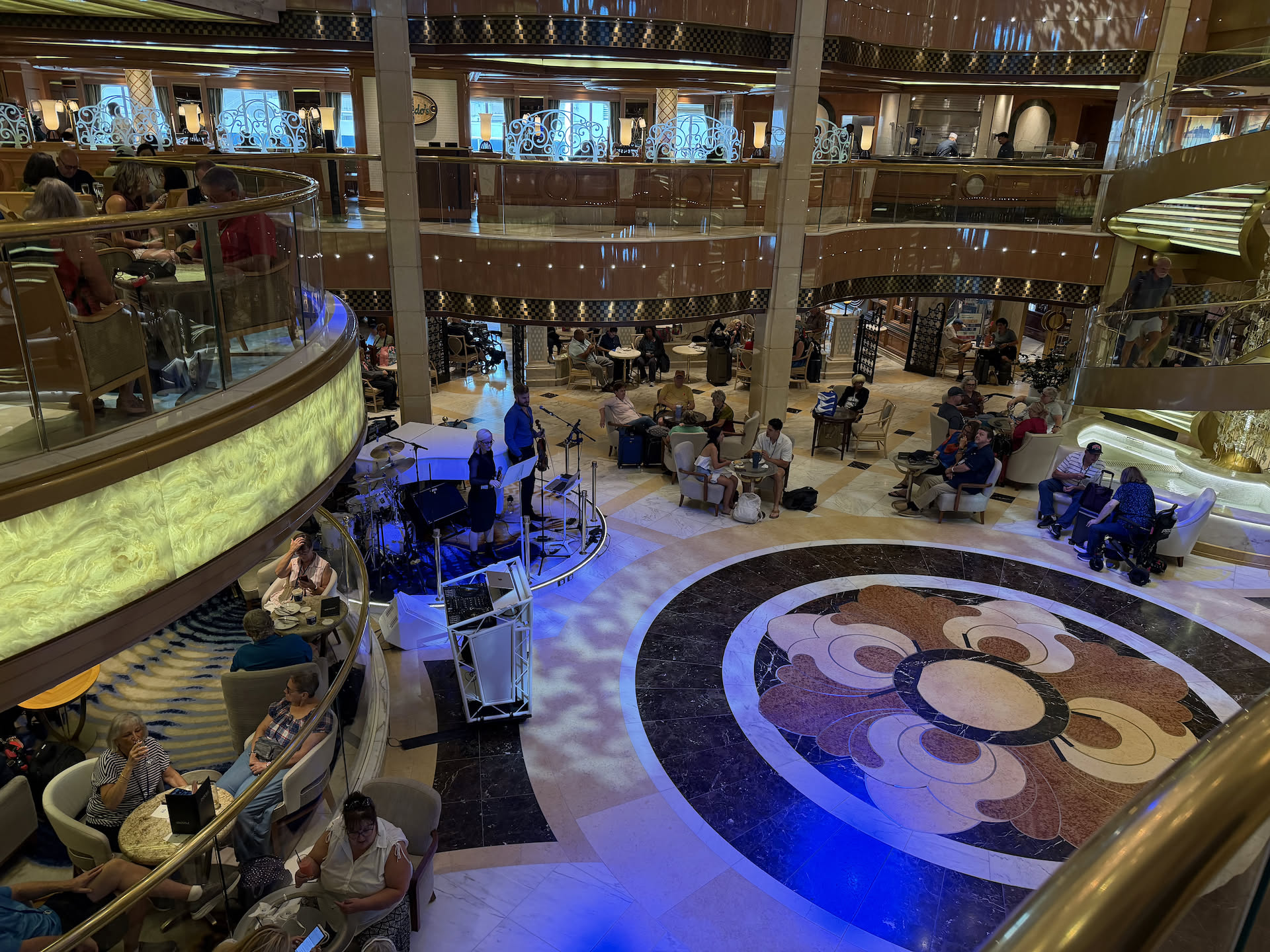 Over looking the waiting area with live music.