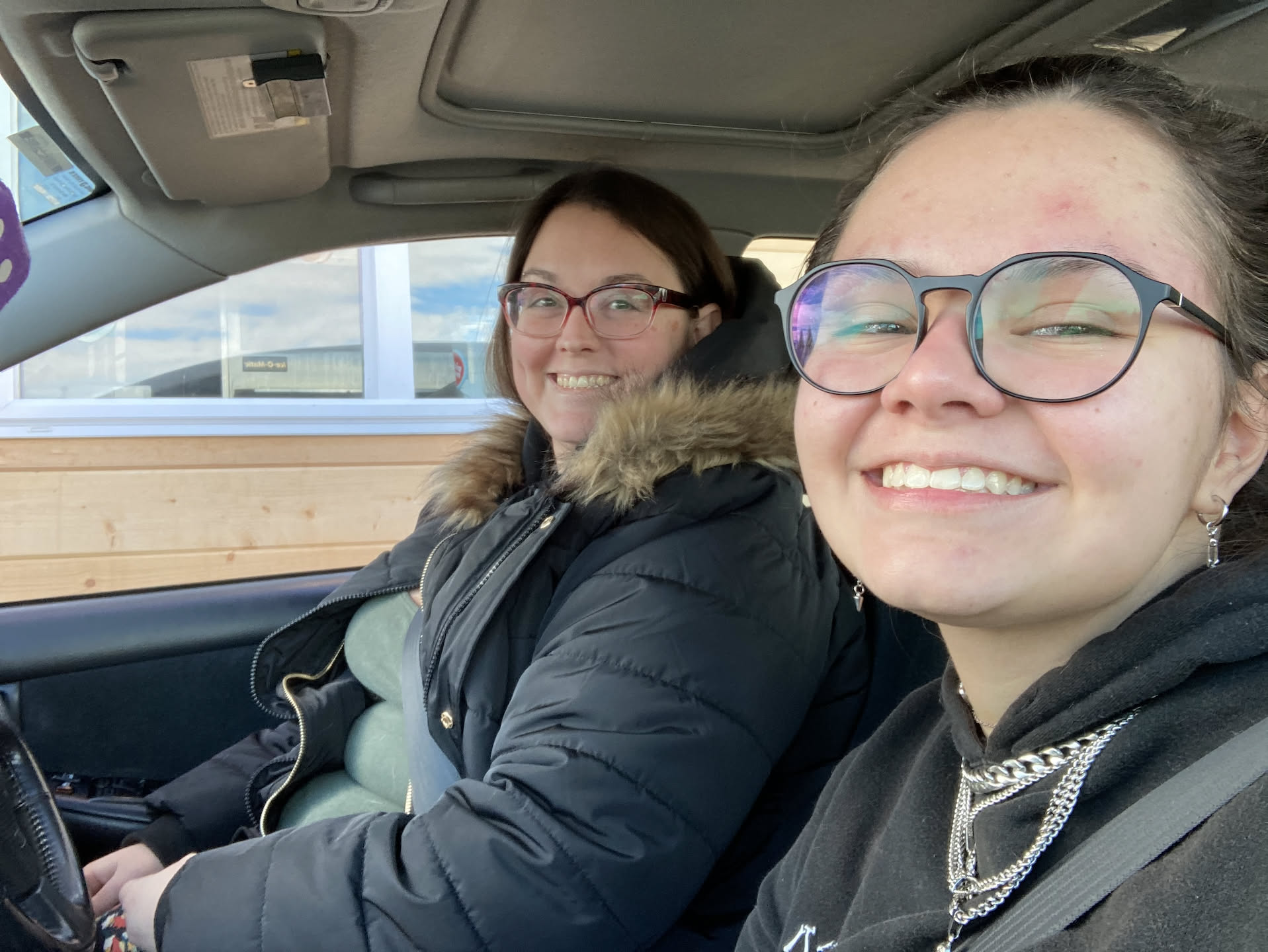Airalynn and Deanna went and got drink from Pick Me Up.