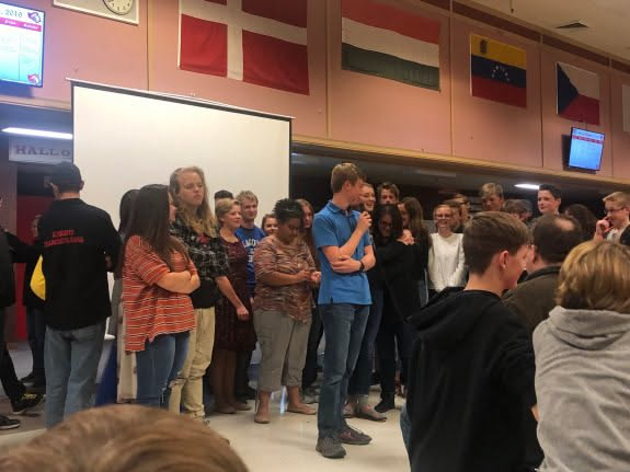 The Seniors saying their goodbyes to end the marching season.