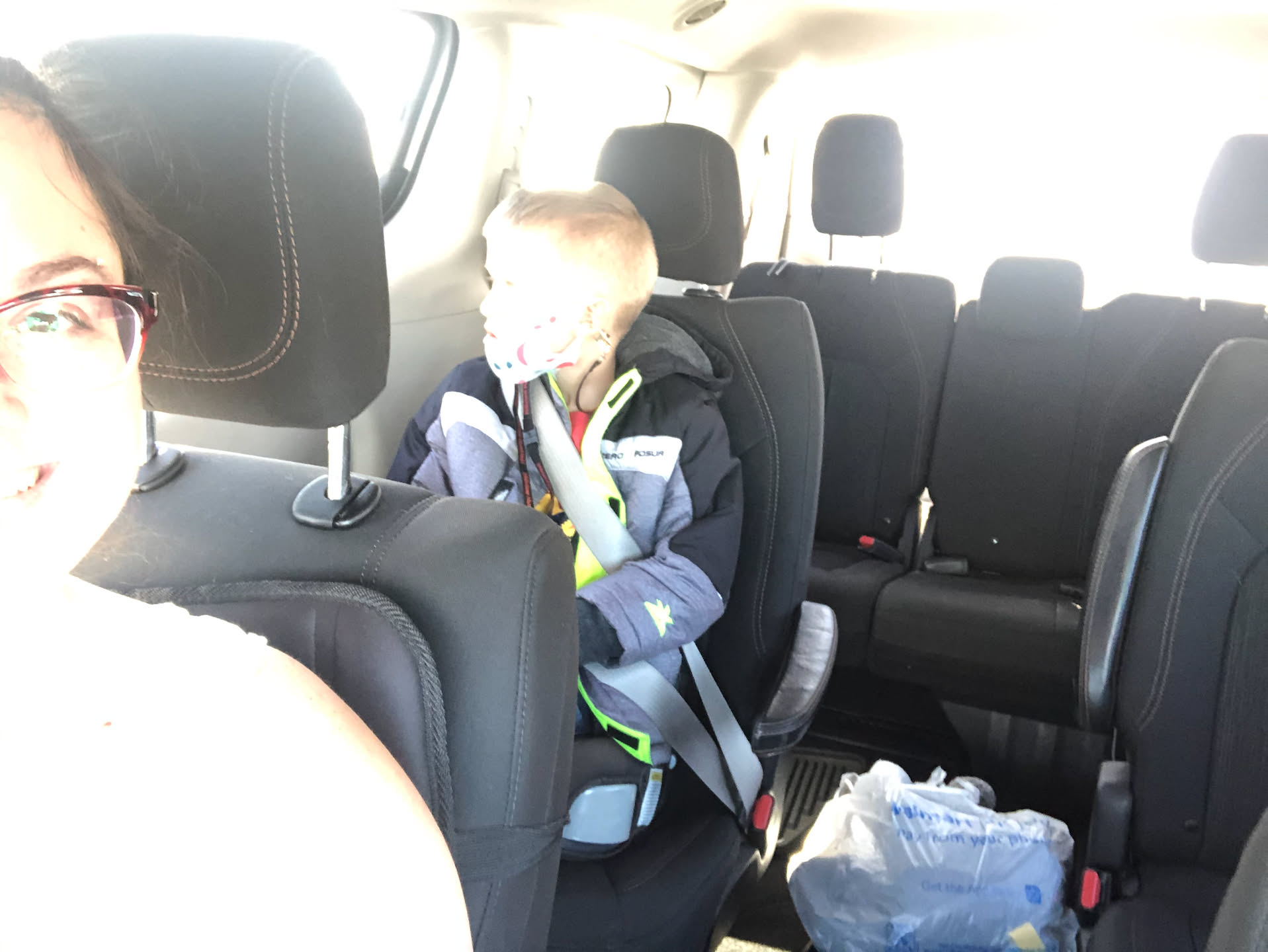 Ethan got to stay the night at Grandma’s last night, so we picked him up.