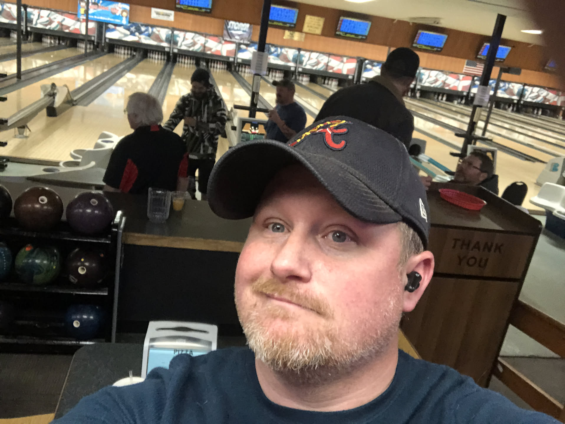 Nick being a cheese when the bowling was done.